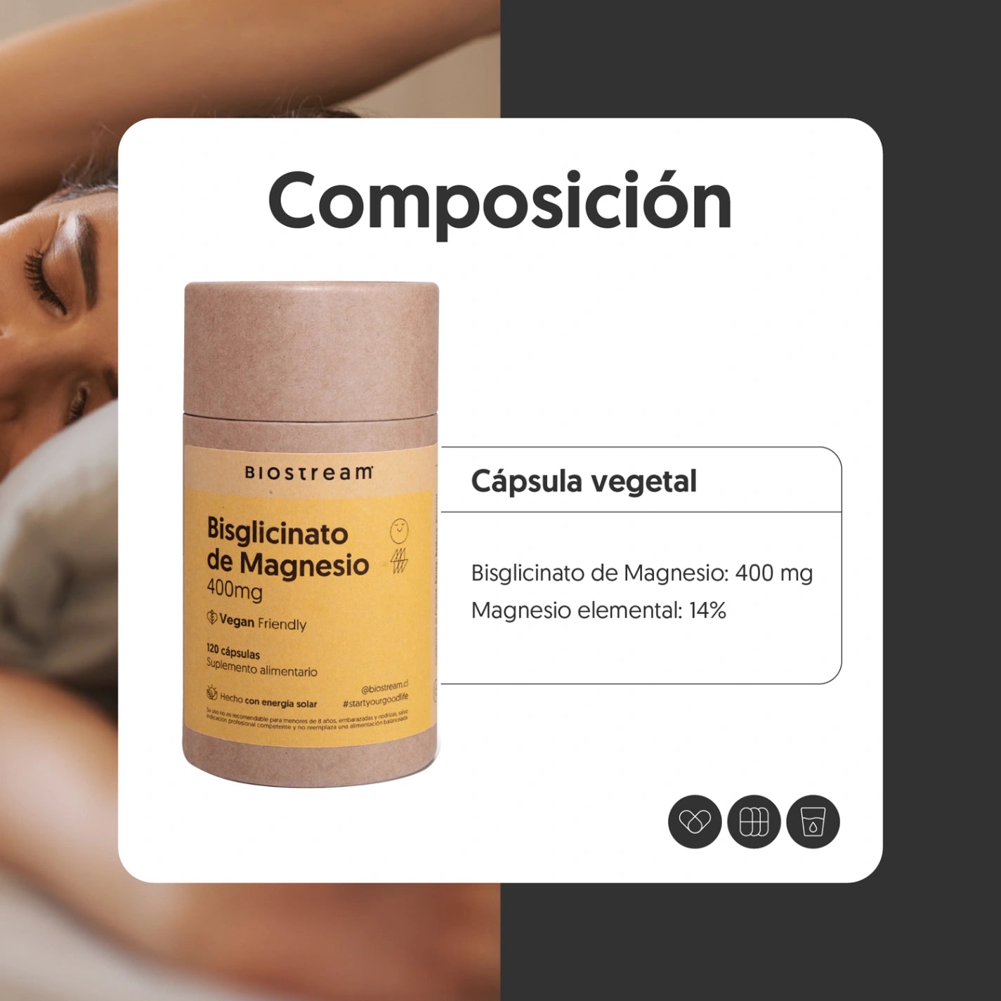 Bisglicinato de Magnesio 400mg 120 Capsulas Vegano