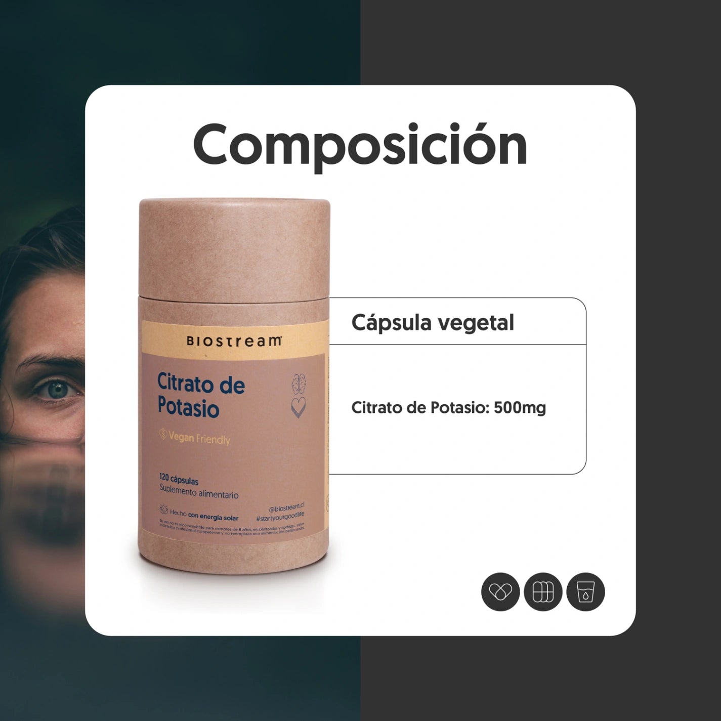 Citrato De Potasio 120 Cápsulas Vegano