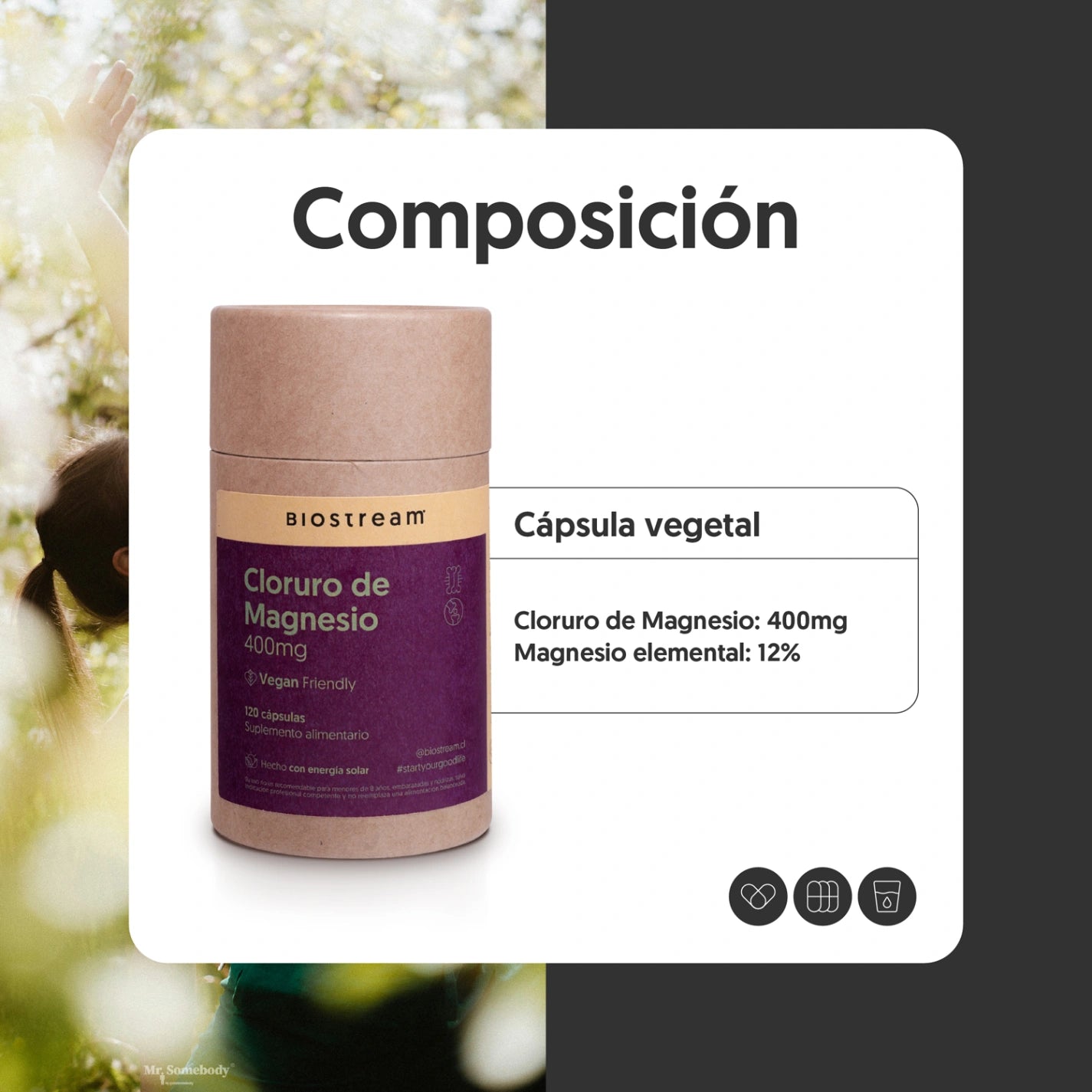 Cloruro de Magnesio 400mg 120 Cápsulas Vegano