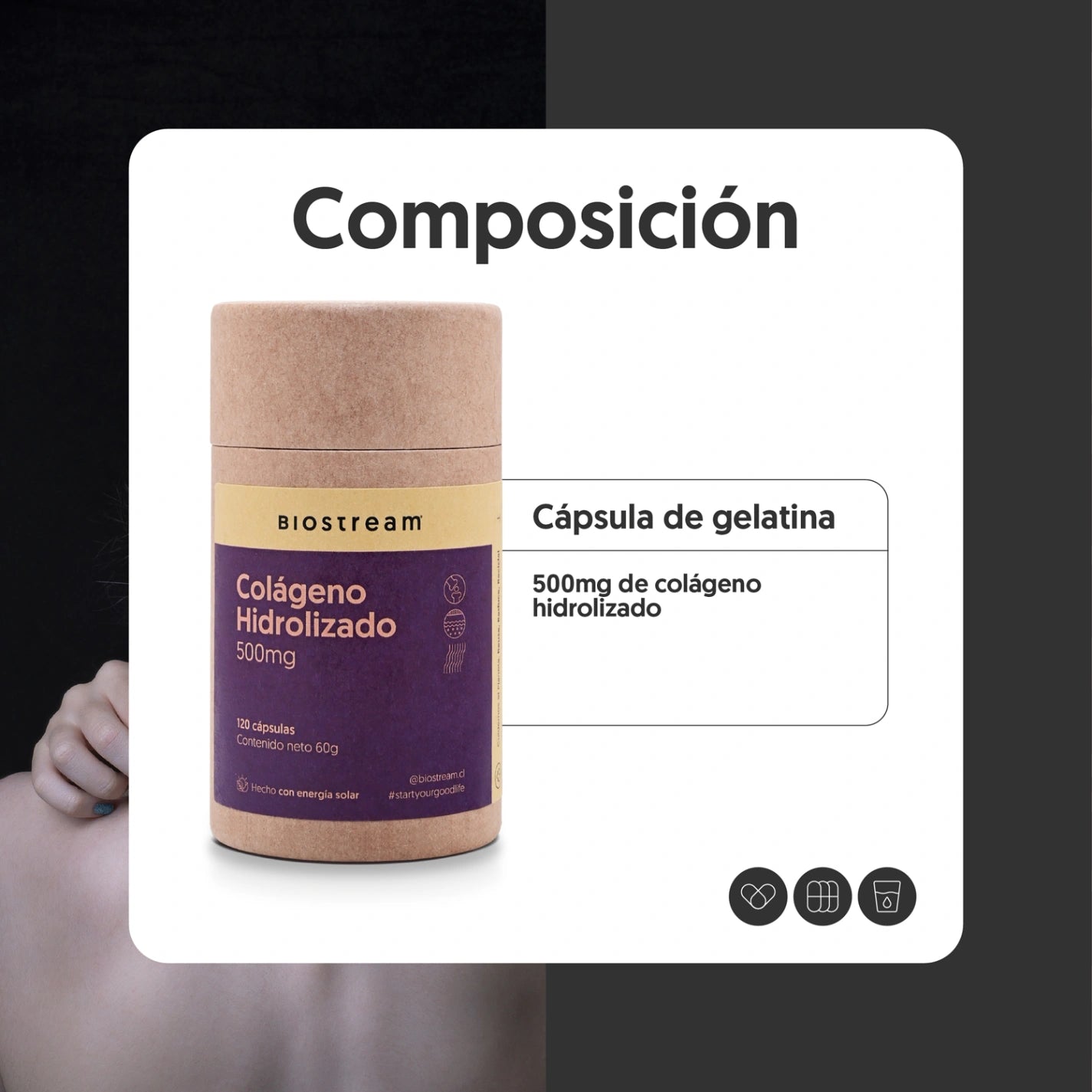 Colágeno Hidrolizado 500mg 120 Cápsulas