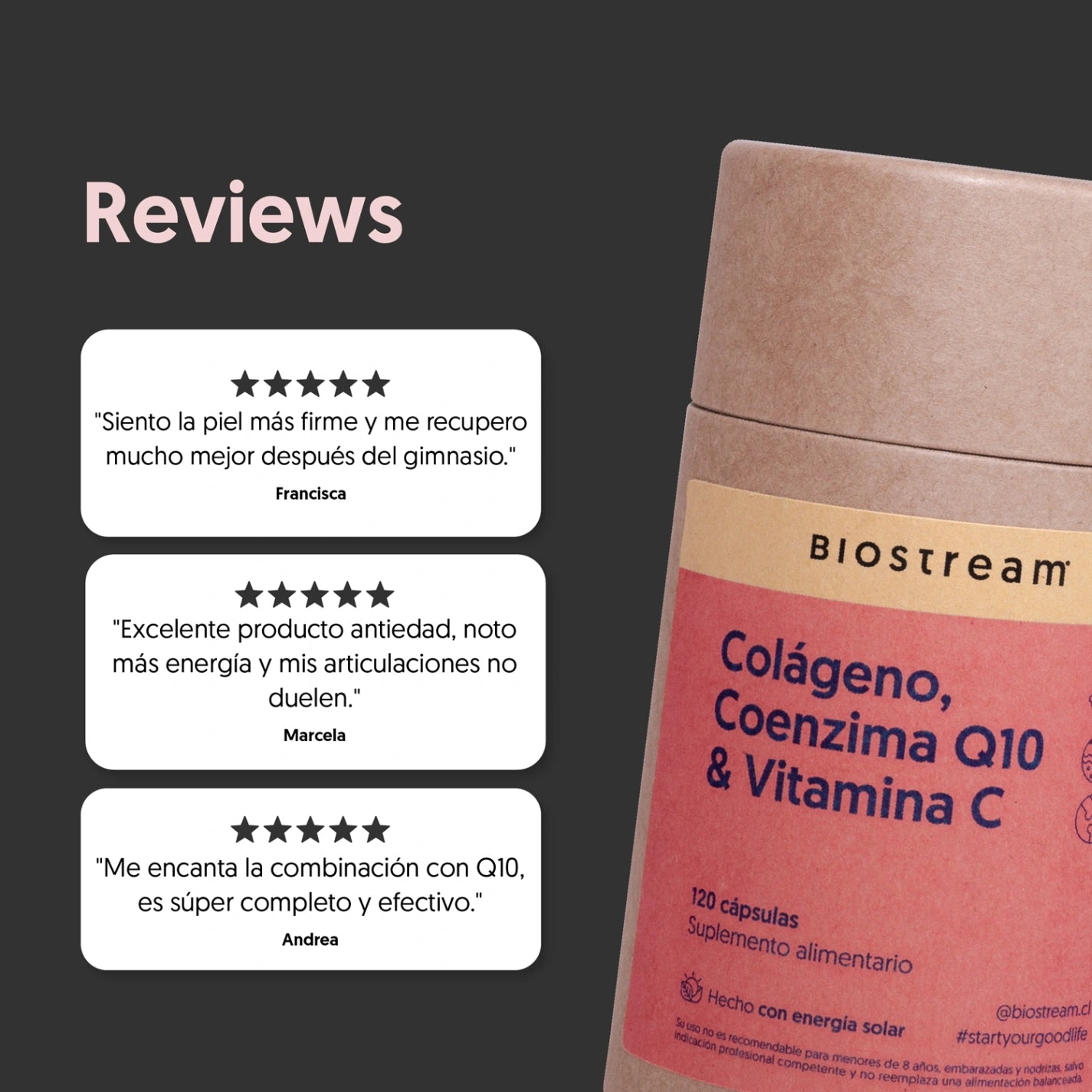 Colágeno Hidrolizado, Coenzima Q10 & Vitamina C 120 Cápsulas