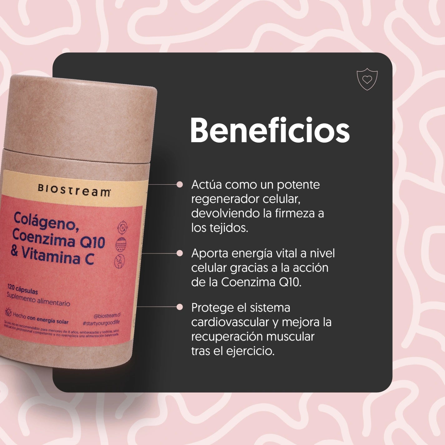 Colágeno Hidrolizado, Coenzima Q10 & Vitamina C 120 Cápsulas