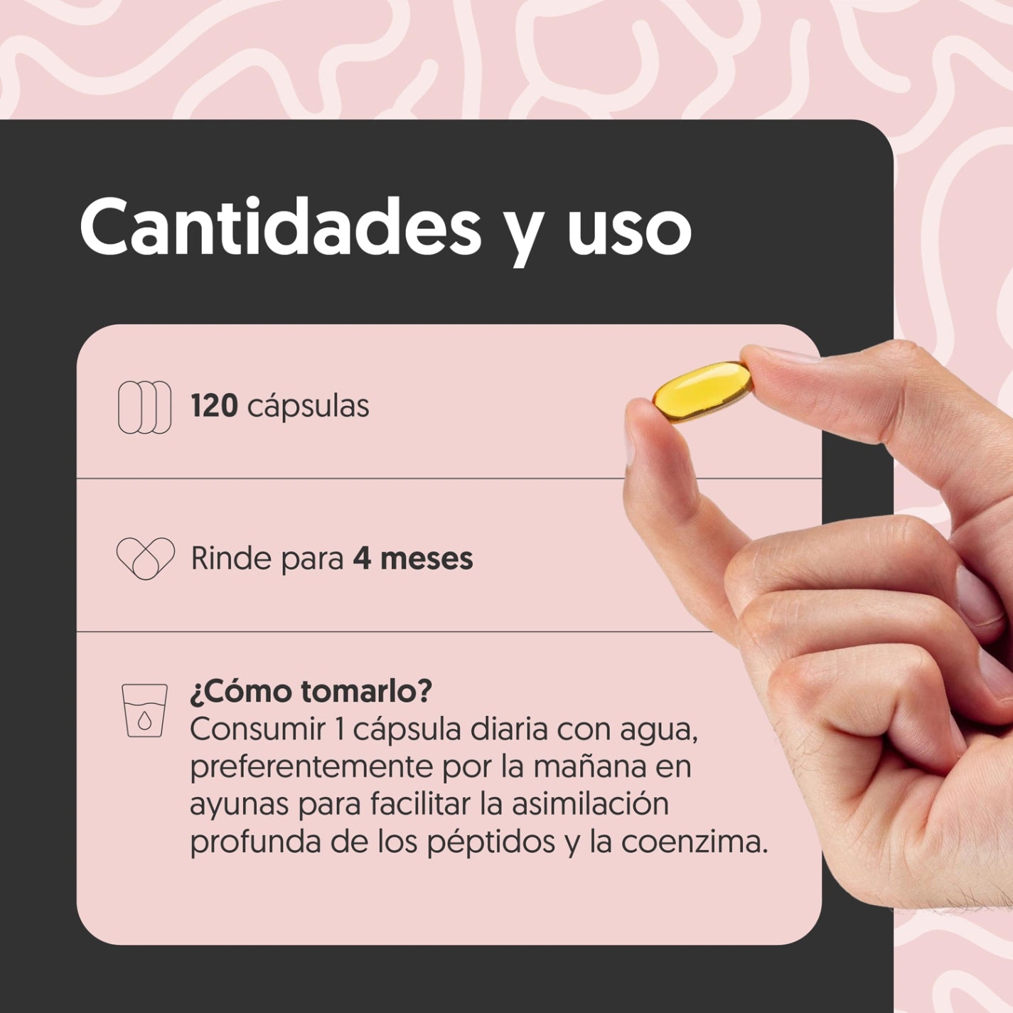 Colágeno Hidrolizado, Coenzima Q10 & Vitamina C 120 Cápsulas