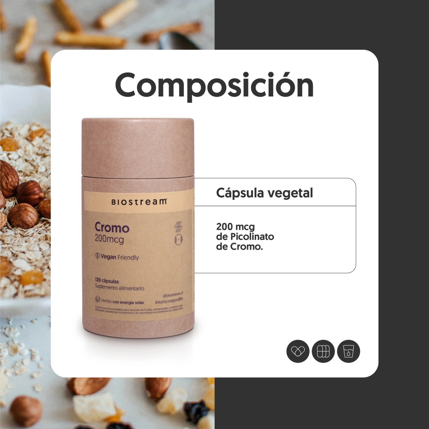 Cromo 200mcg 120 Cápsulas Vegano