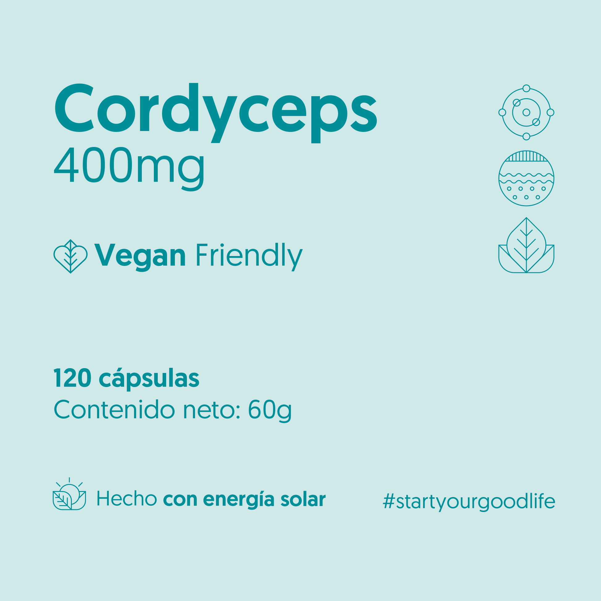 Hongo Cordyceps 400mg 120 Capsulas Vegano