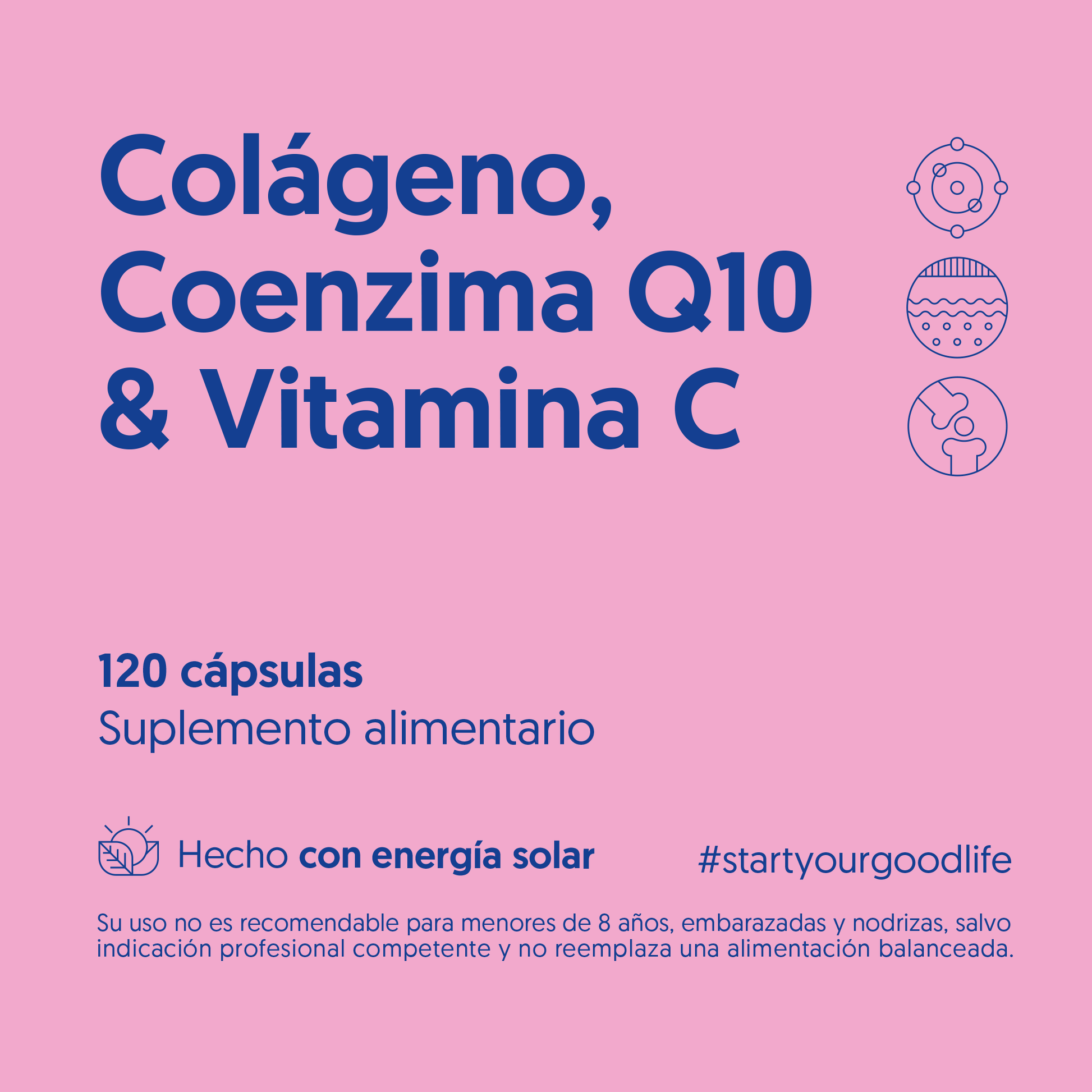 Colágeno Hidrolizado, Coenzima Q10 & Vitamina C 120 Cápsulas