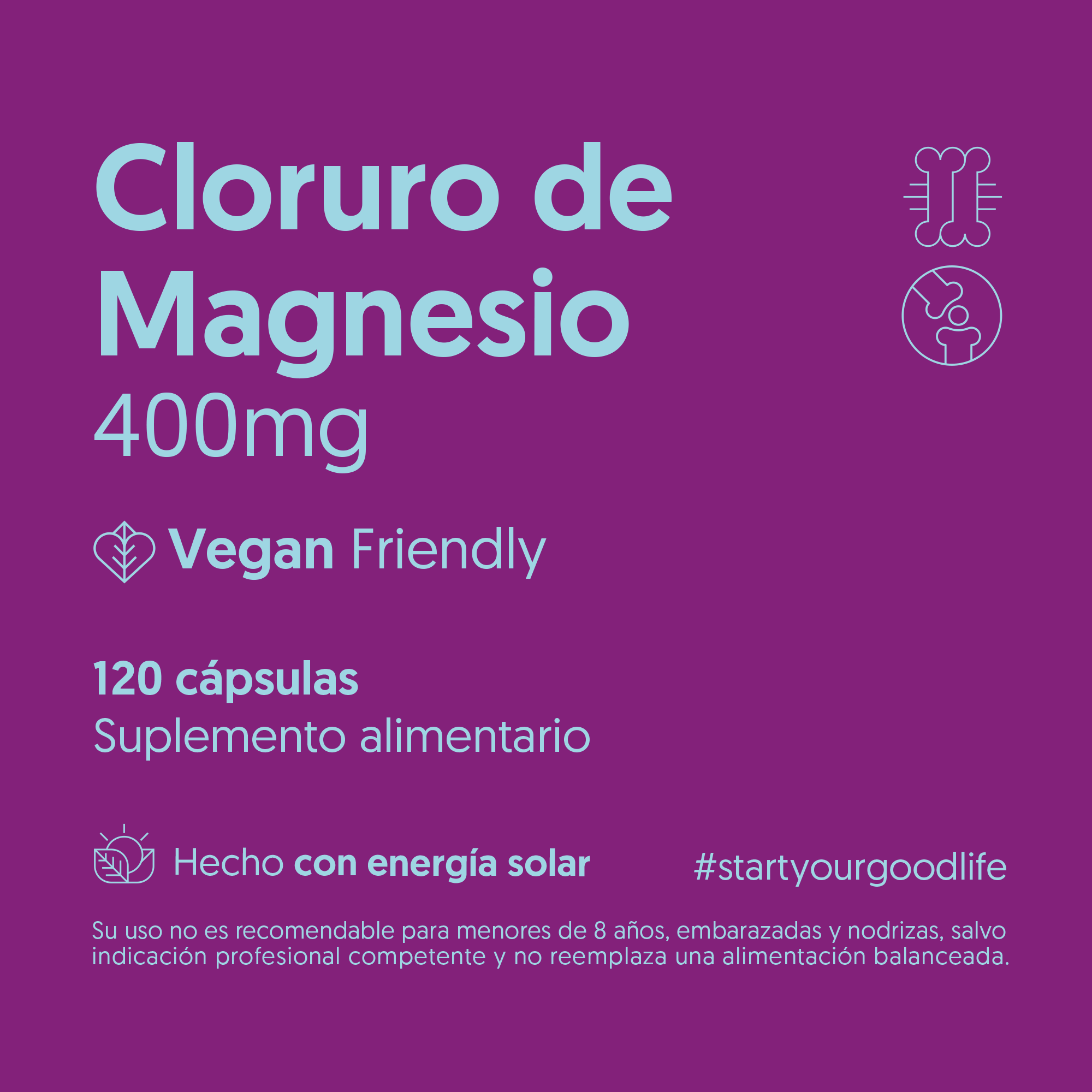 Cloruro de Magnesio 400mg 120 Cápsulas Vegano