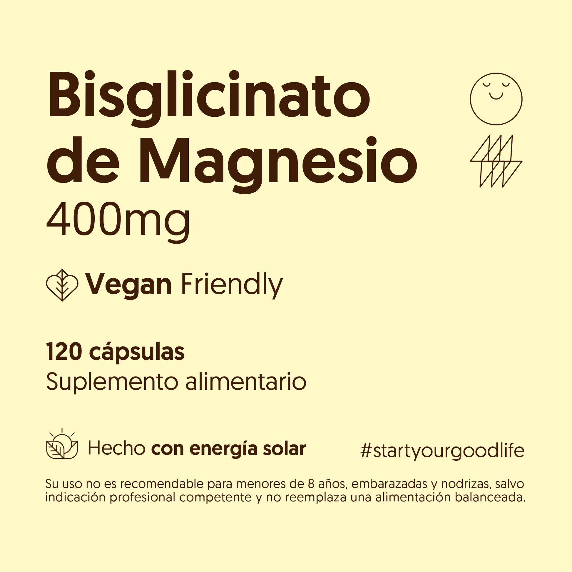 Bisglicinato de Magnesio 400mg 120 Capsulas Vegano