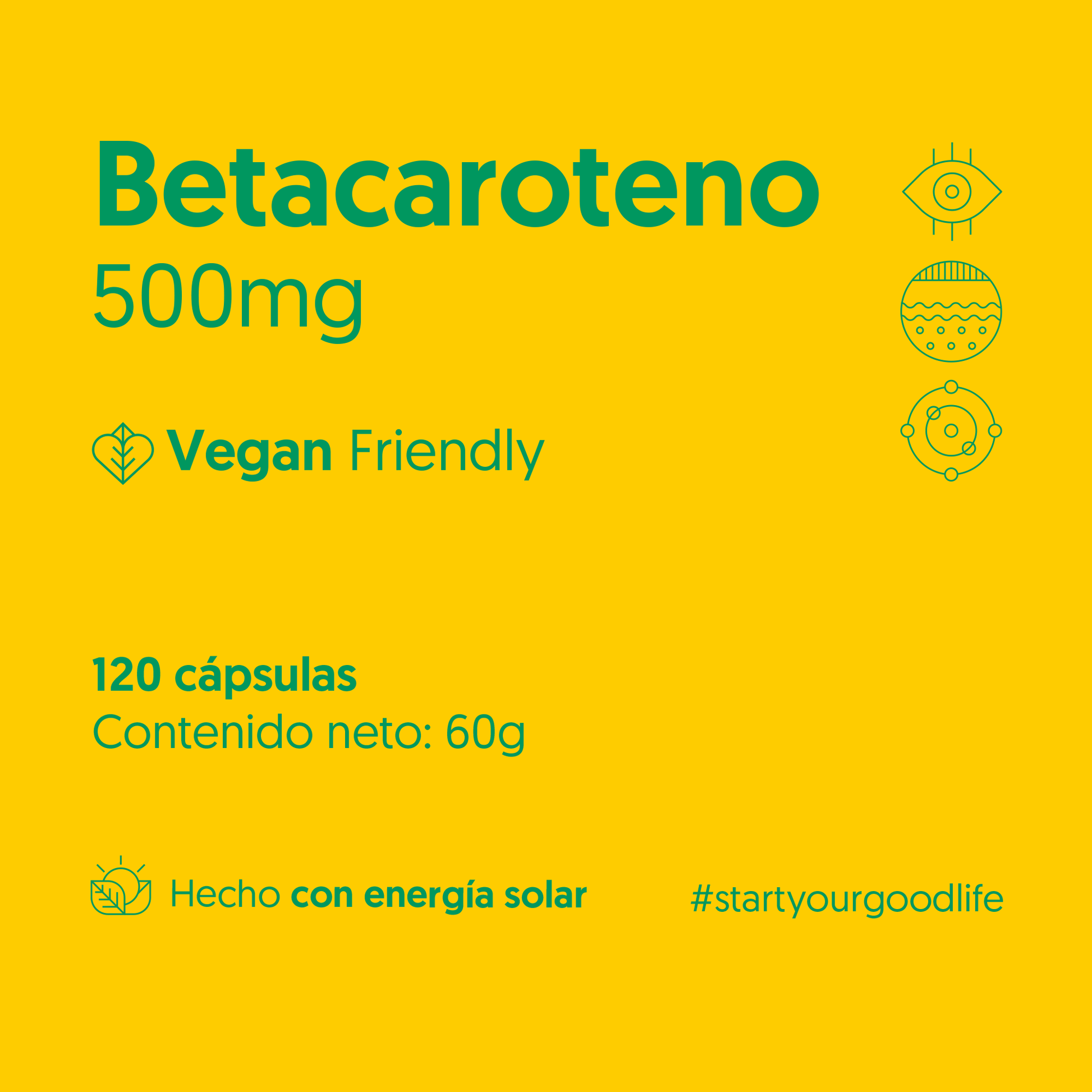 Betacaroteno 500mg 120 Cápsulas Vegano