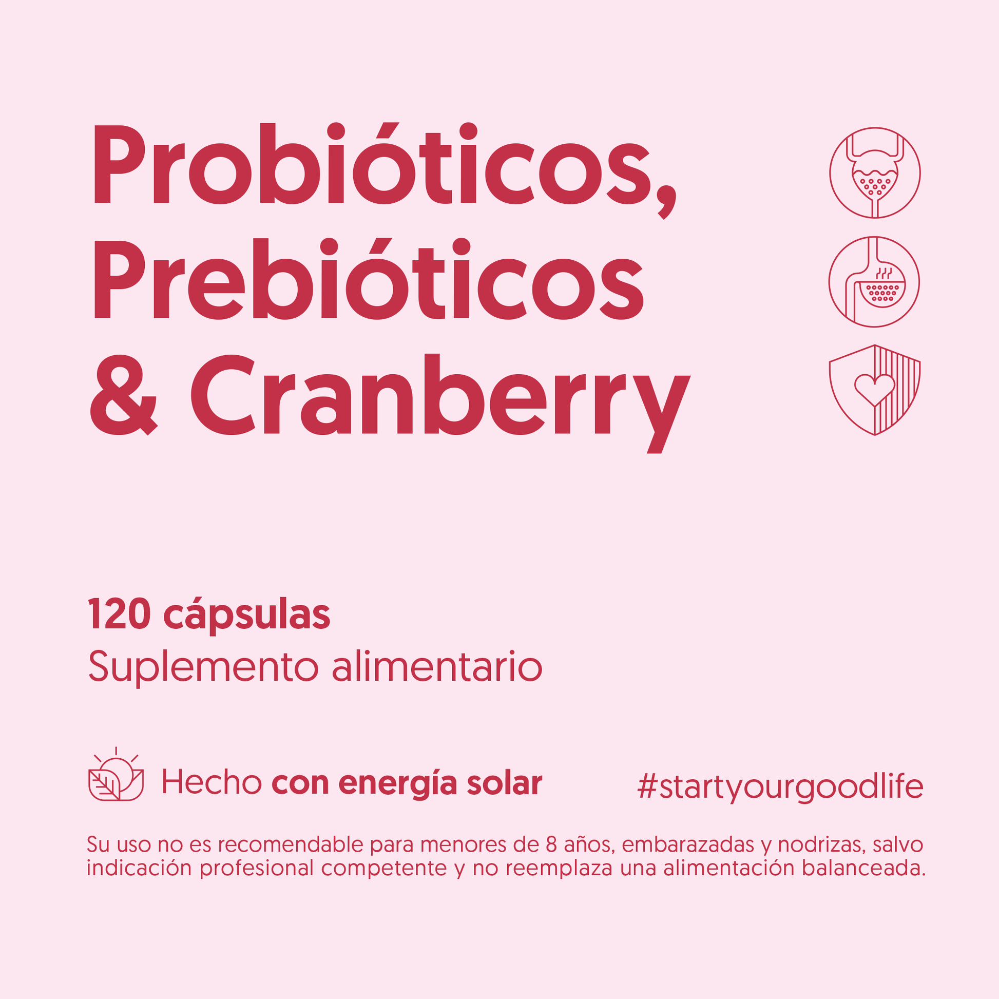 Probióticos, Prebióticos & Cranberry 120 Capsulas