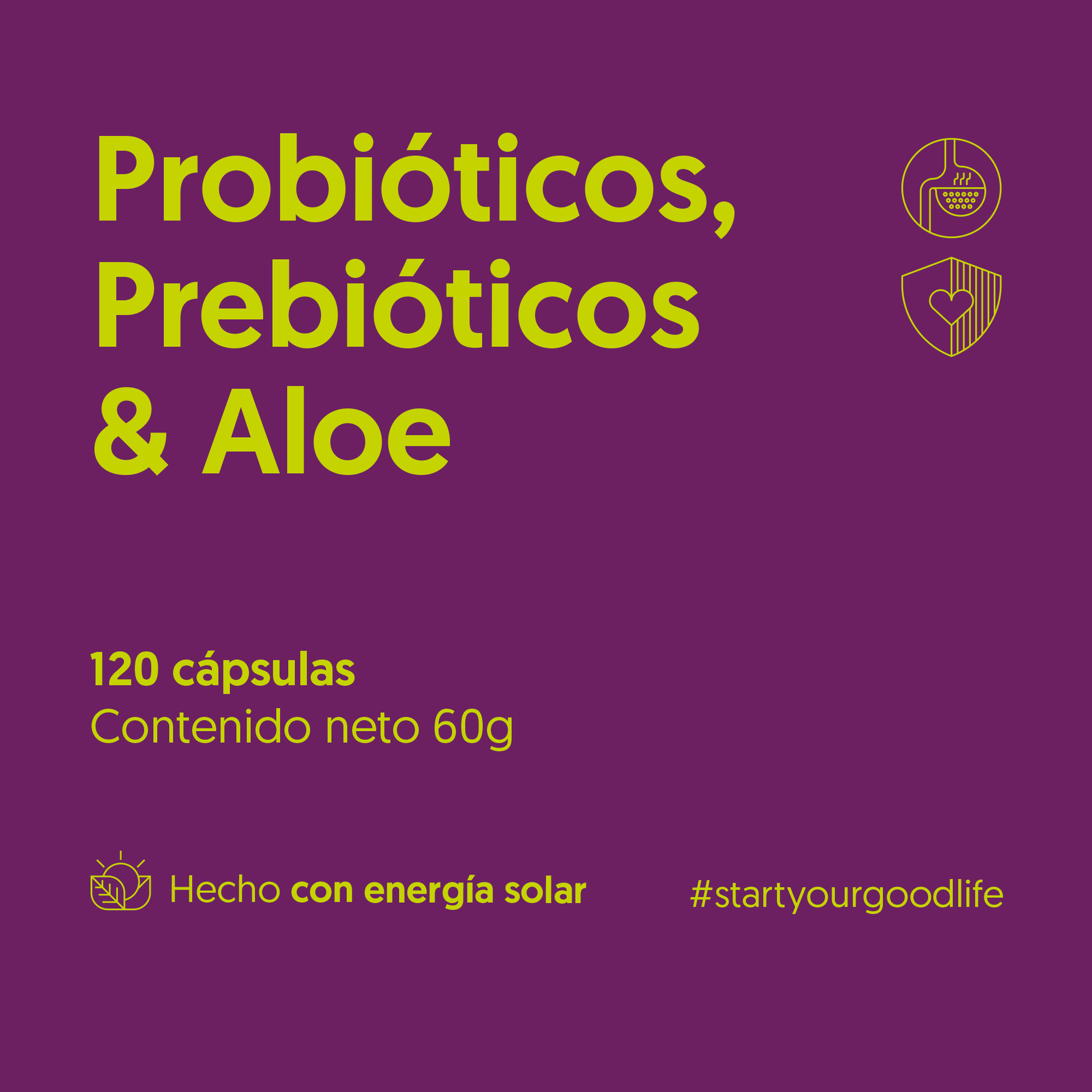 Probióticos, Prebióticos & Aloe 120 Cápsulas