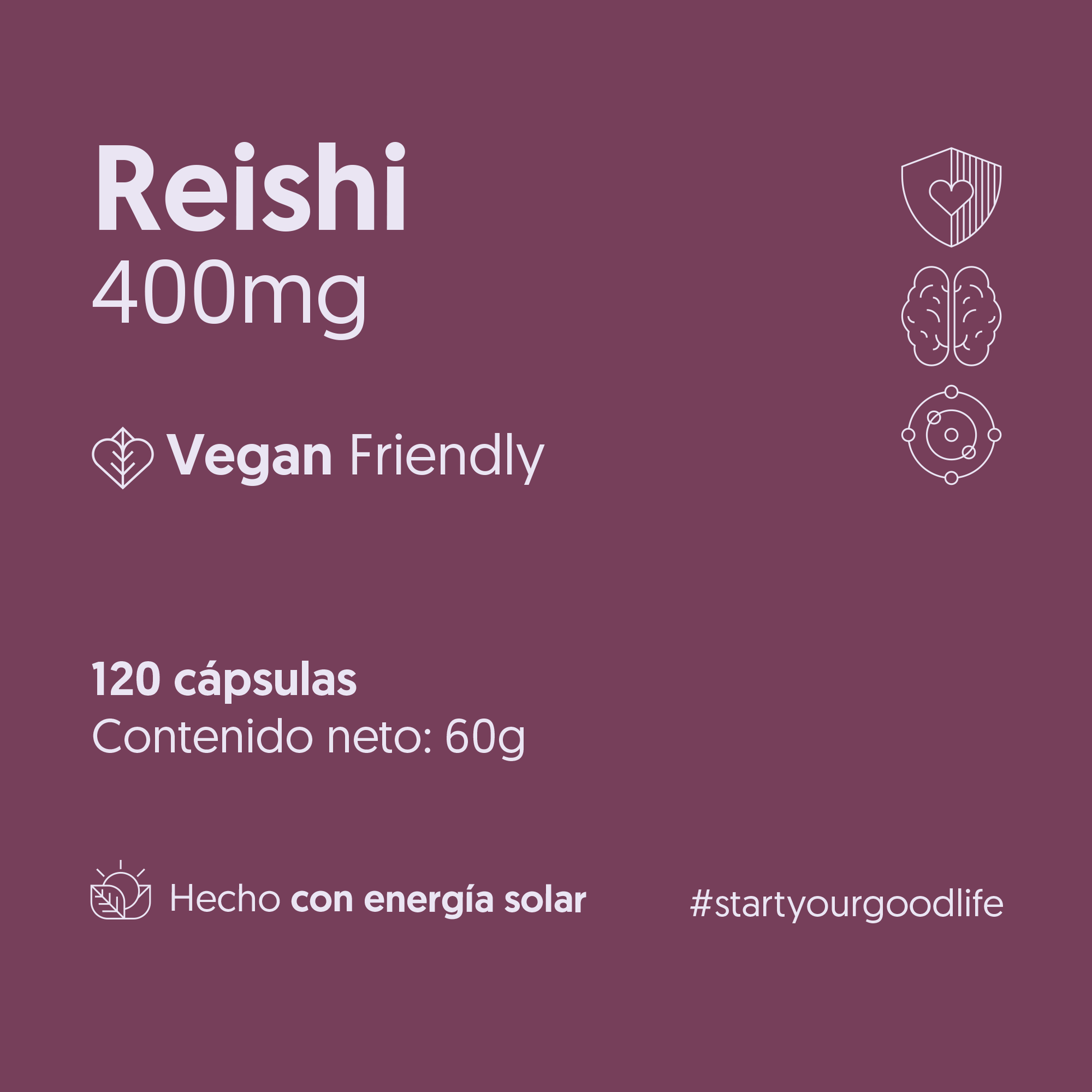 Hongo Reishi 400mg 120 Capsulas Vegano