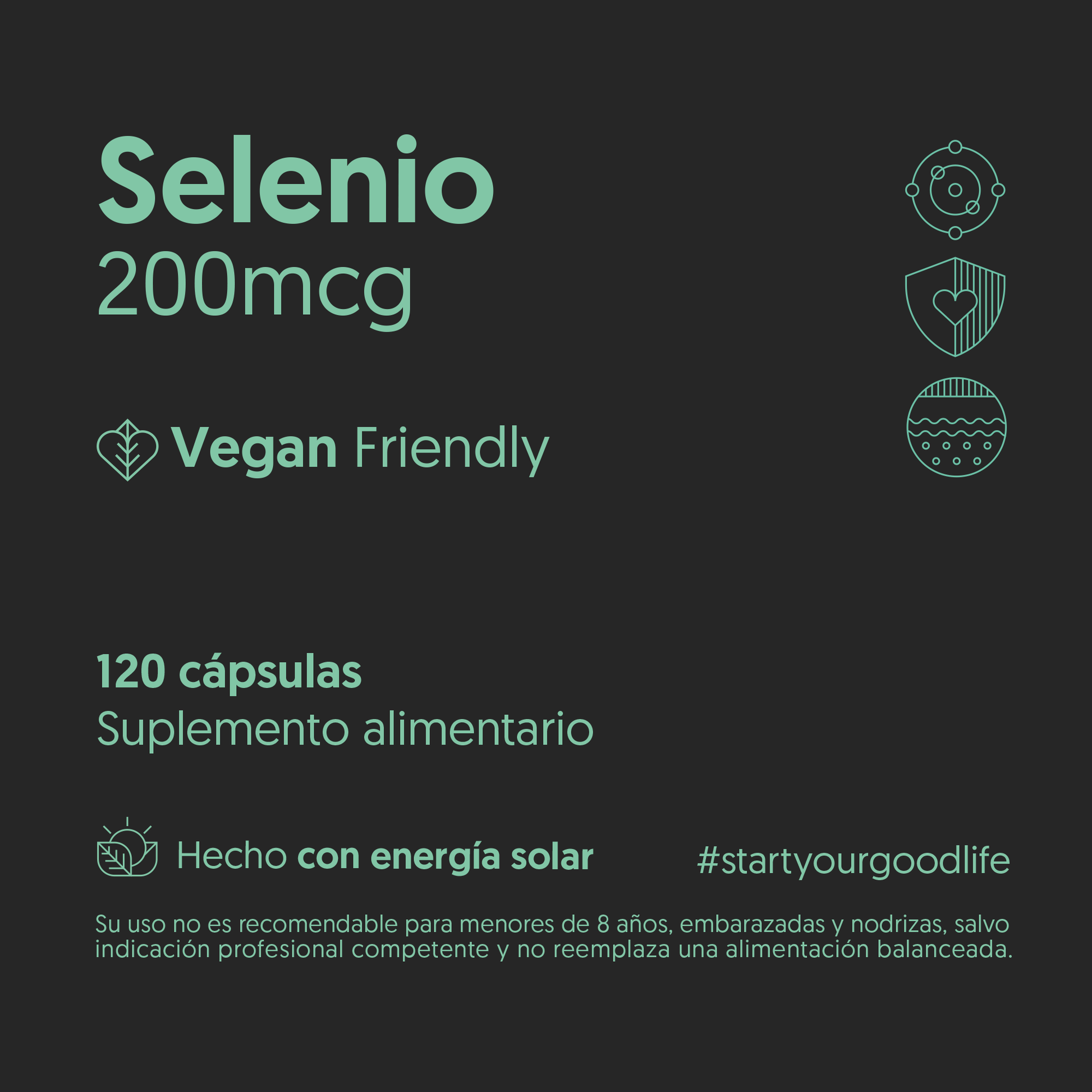 Selenio 200mcg 120 Capsulas Vegano