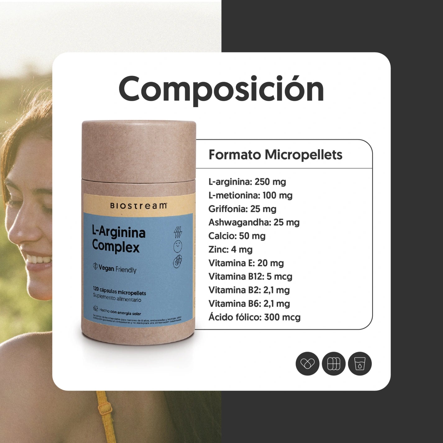 L-Arginina Complex 120 cápsulas micropellets Vegana
