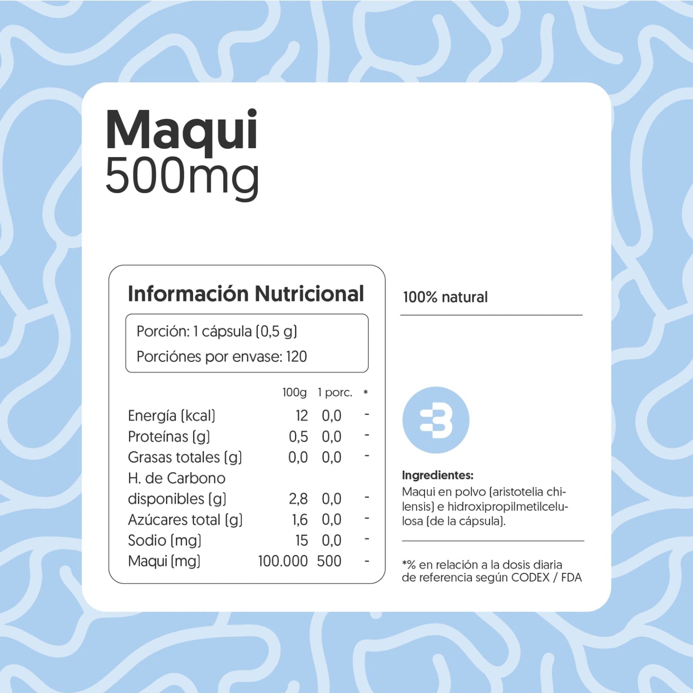 Maqui 500mg 120 Cápsulas Vegano
