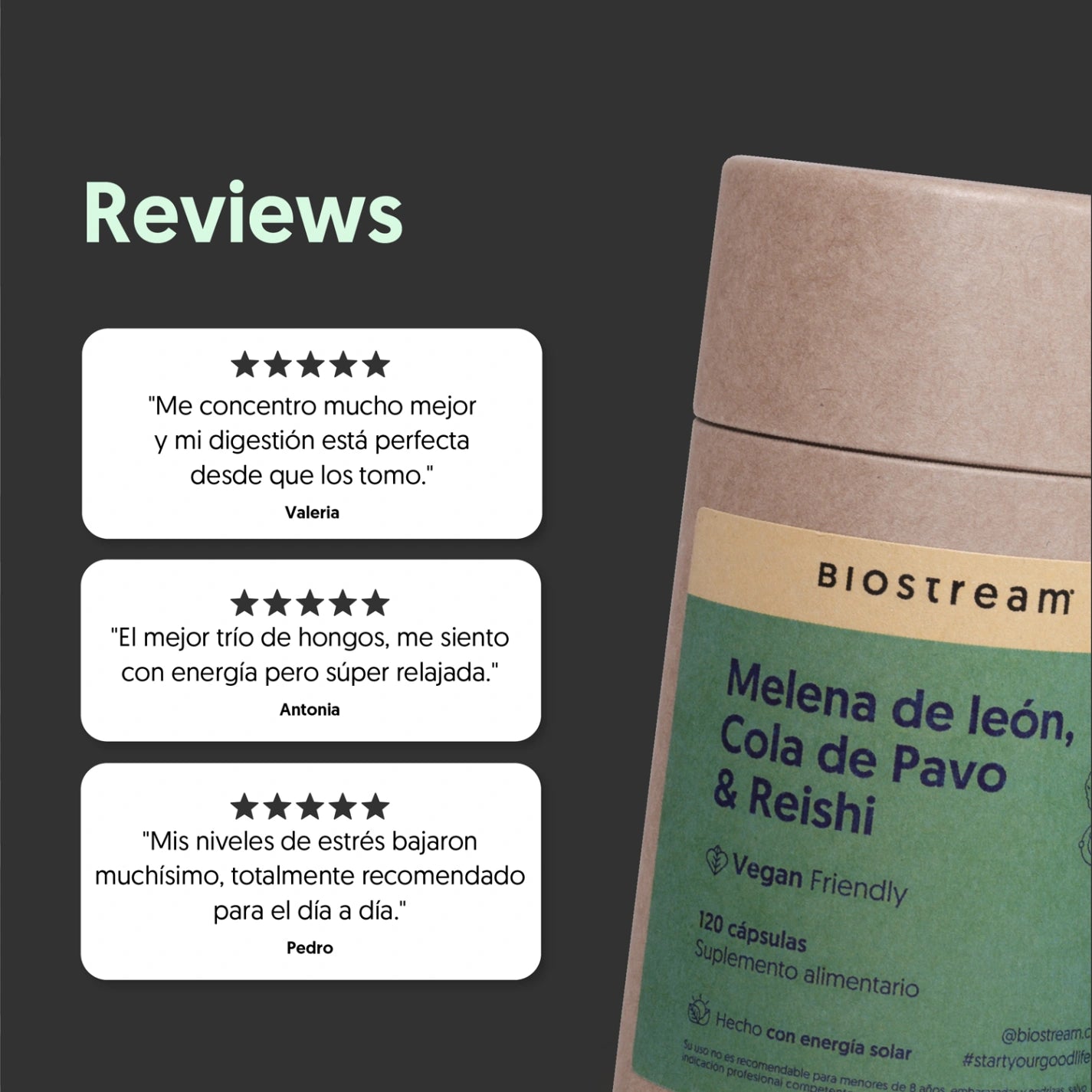 Melena de león, Cola de Pavo & Reishi 120 Cápsulas Vegano