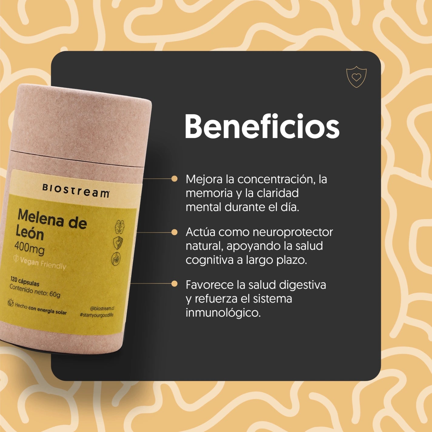 Hongo Melena de León 400mg 120 Cápsulas Vegano