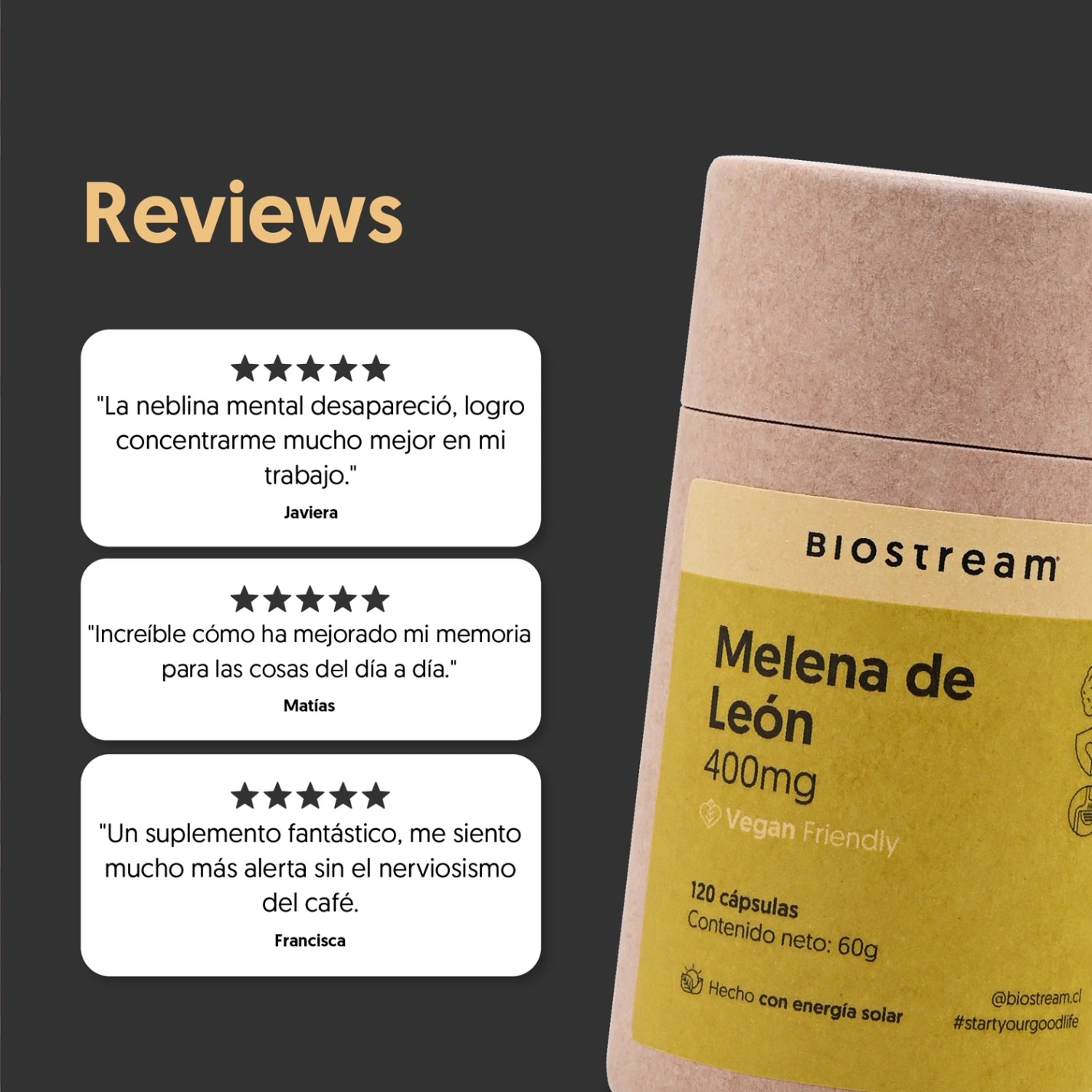 Hongo Melena de León 400mg 120 Cápsulas Vegano