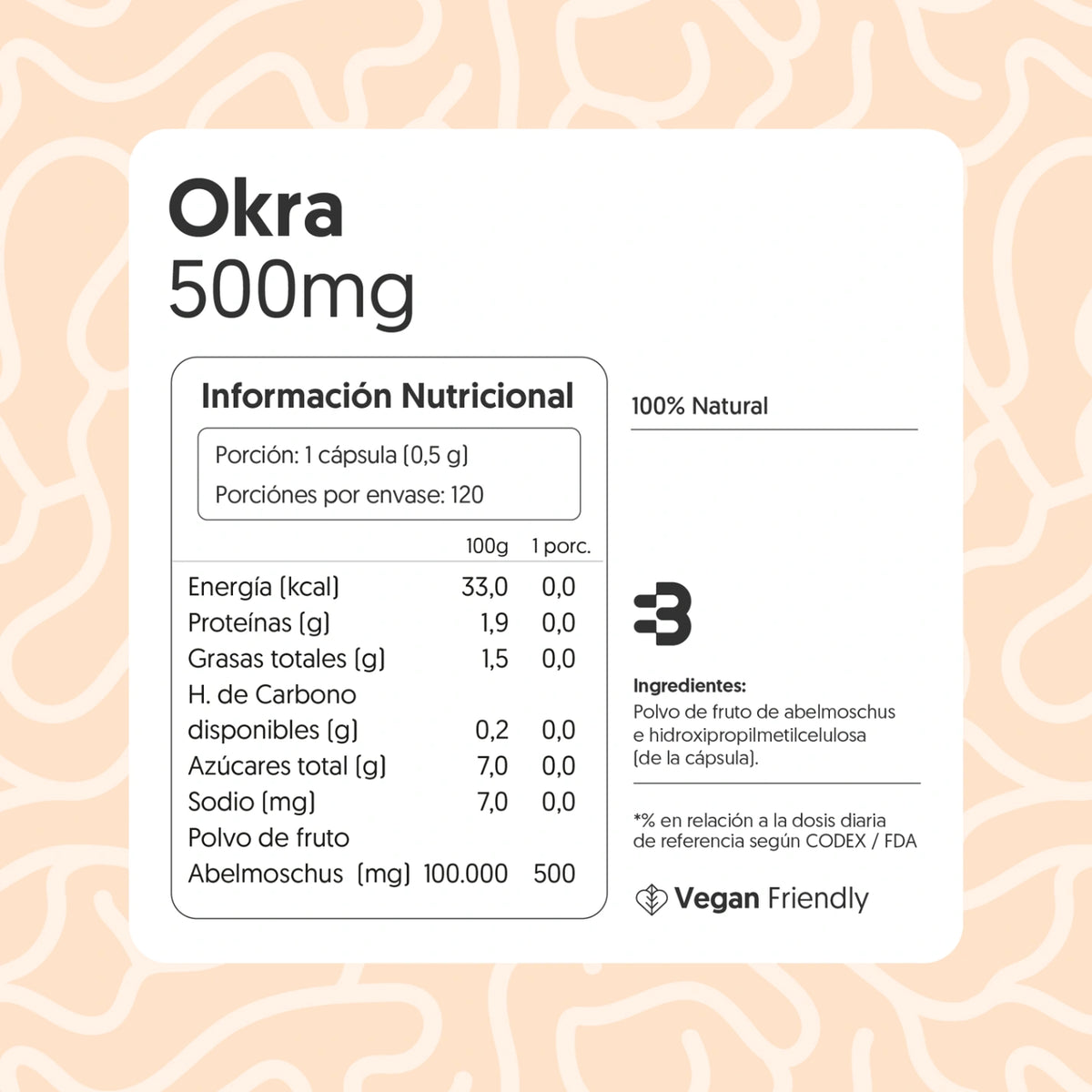 Okra 500mg 120 Cápsulas Vegano