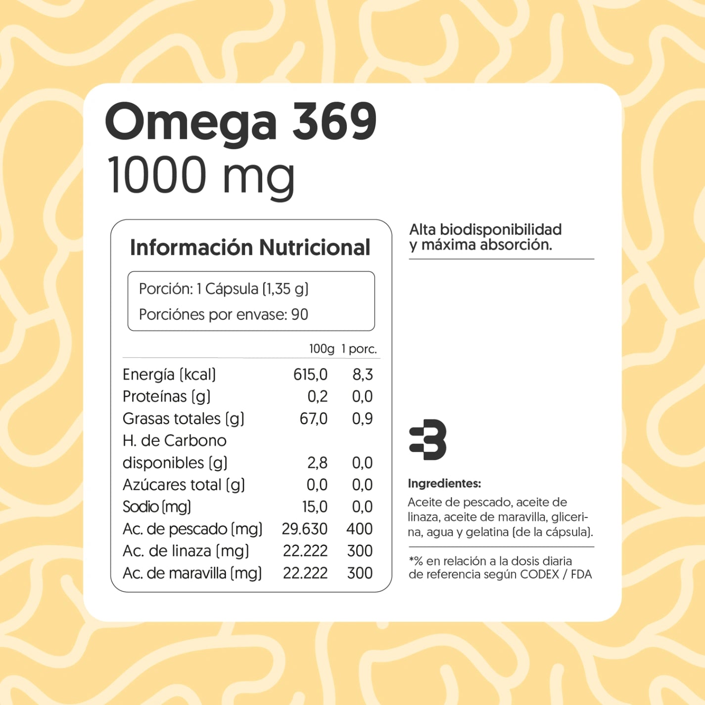 Omega 369 1000mg 90 Cápsulas Blandas
