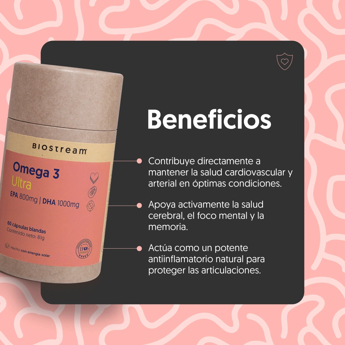 Omega 3 Ultra EPA 800mg + DHA 1000mg 60 cápsulas blandas