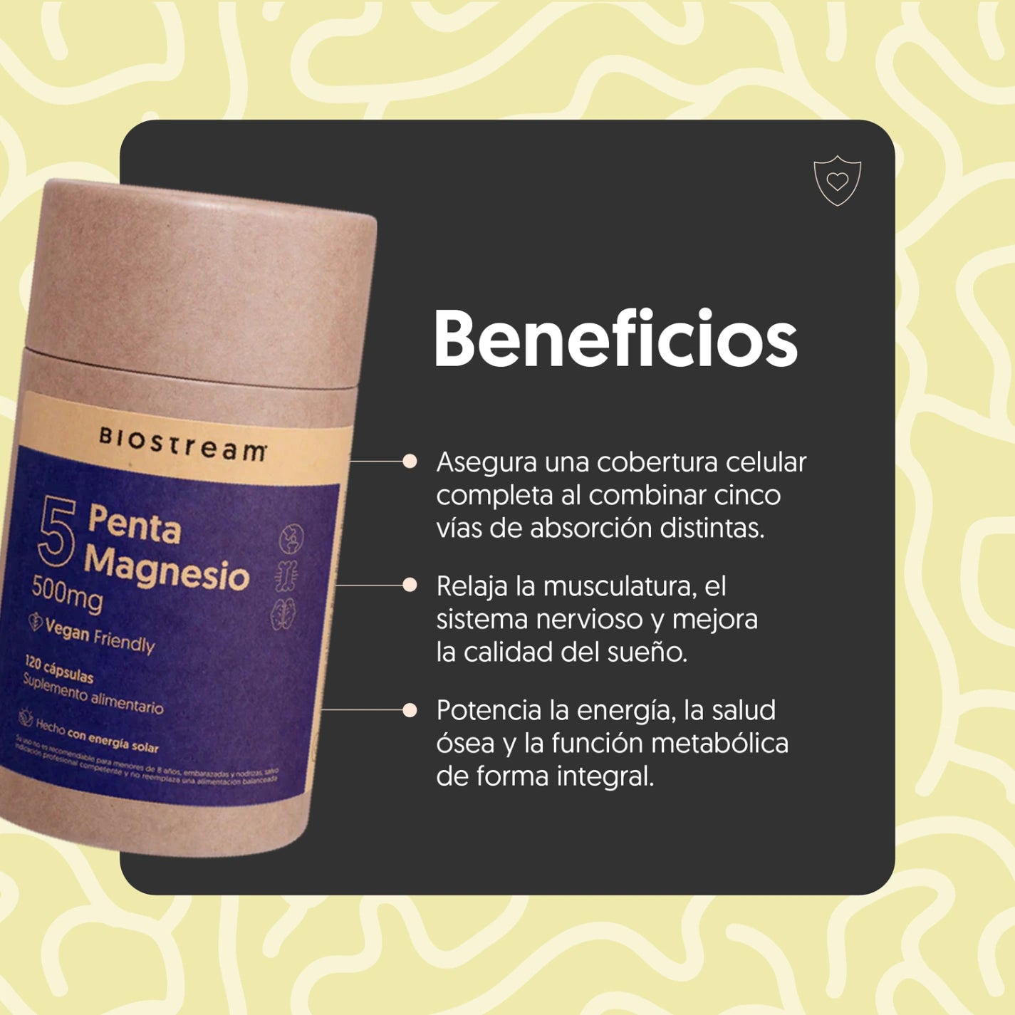 Penta Magnesio - Bisglicinato, Citrato, Malato, Taurato, L-Treonato 120 Cápsulas Vegano