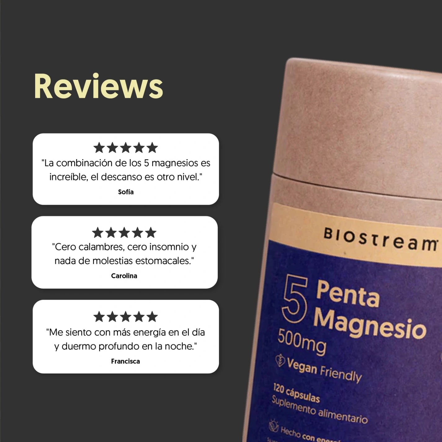 Penta Magnesio - Bisglicinato, Citrato, Malato, Taurato, L-Treonato 120 Cápsulas Vegano