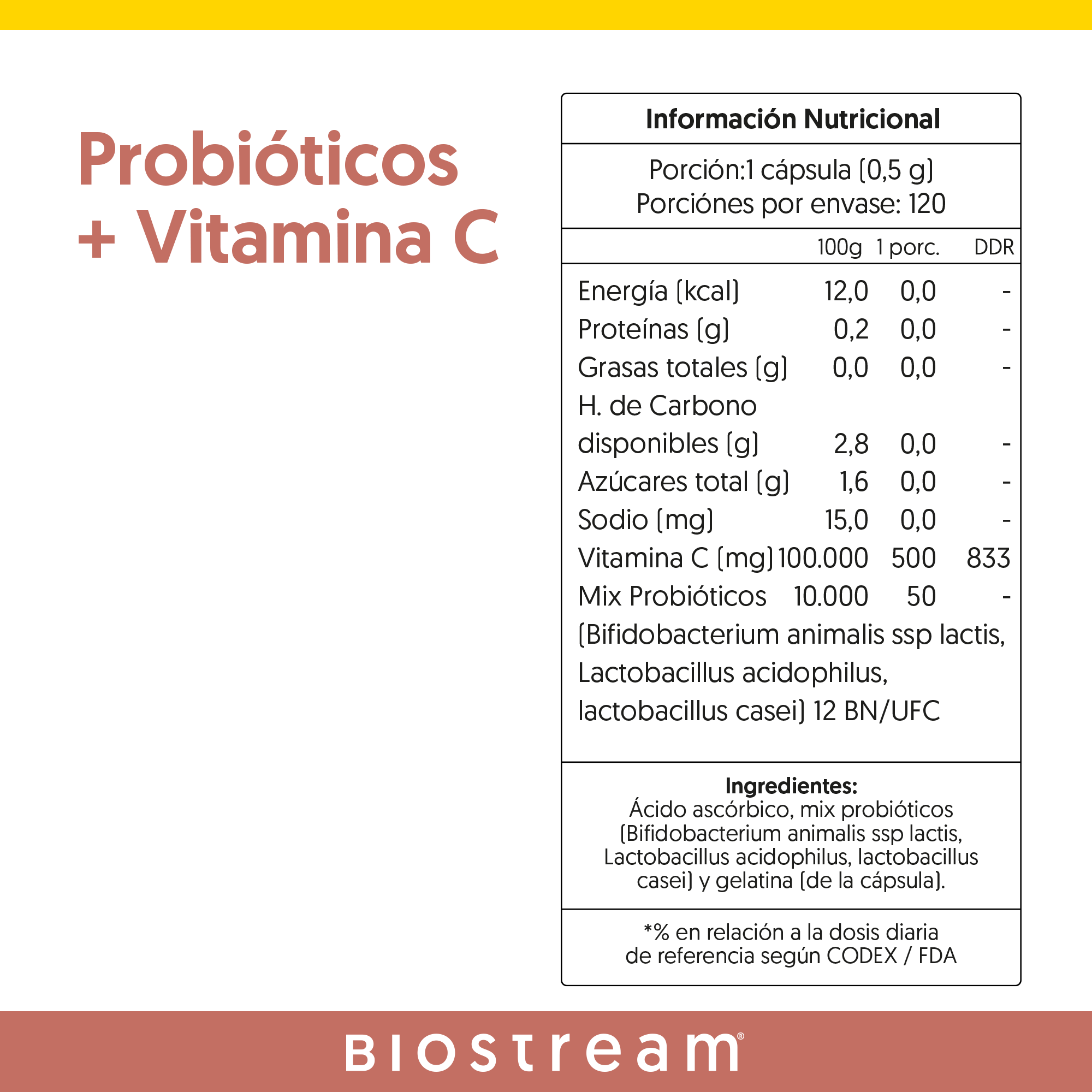 Probióticos + Vitamina C 120 Capsulas
