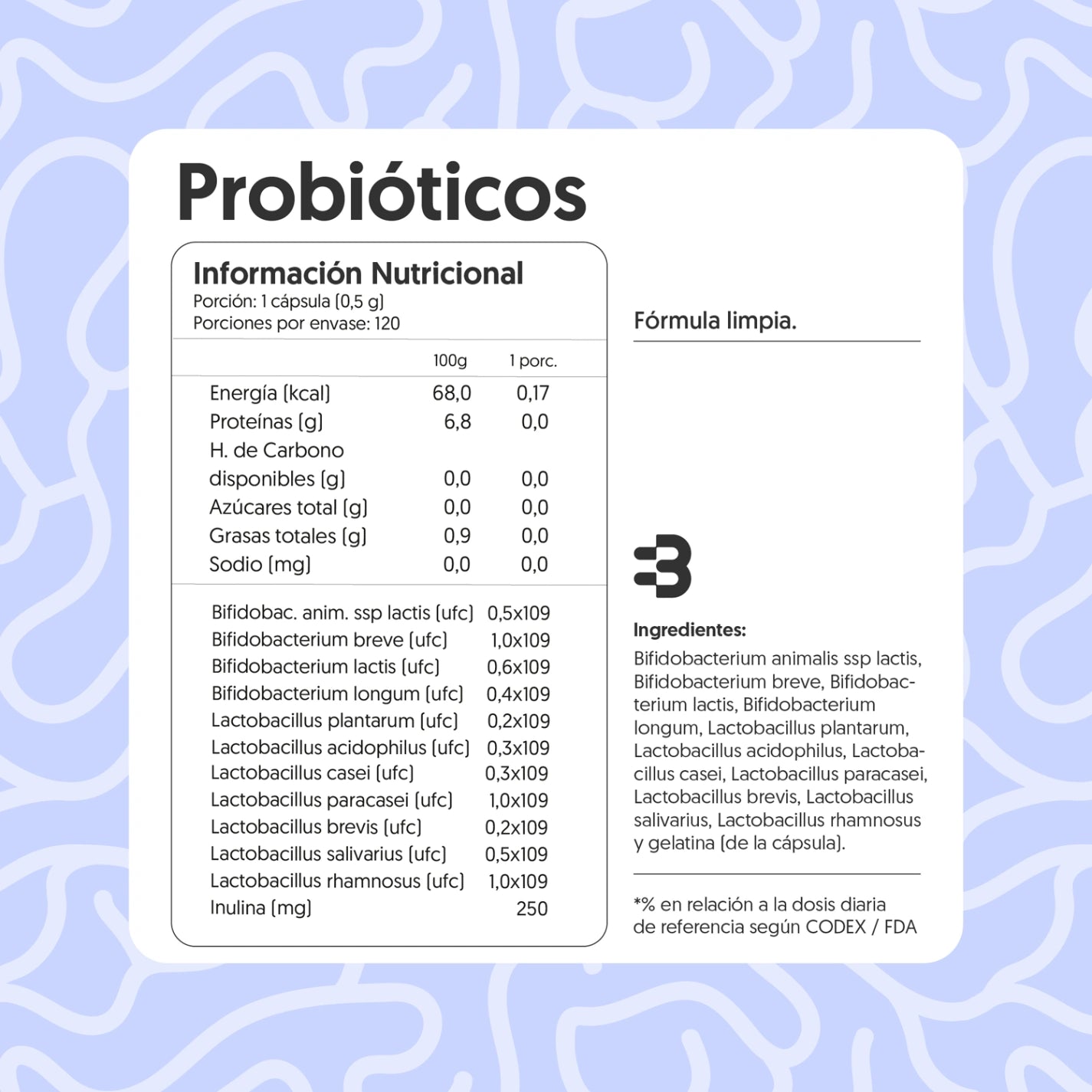 Probióticos 11 Cepas 6 Billones UFC 120 Cápsulas