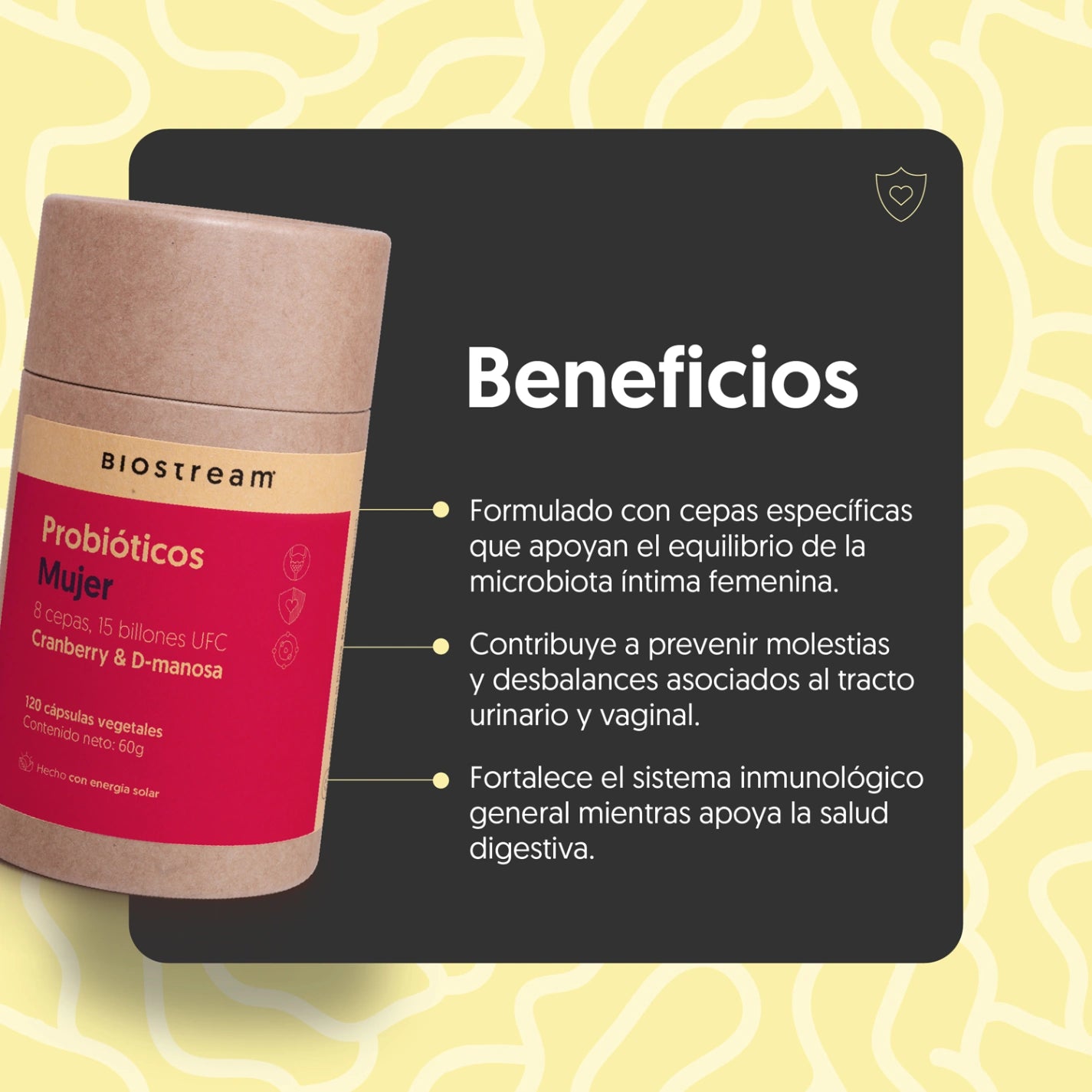 Probióticos Mujer 8 cepas, 15 billones UFC + Cranberry & D-manosa 120 cápsulas