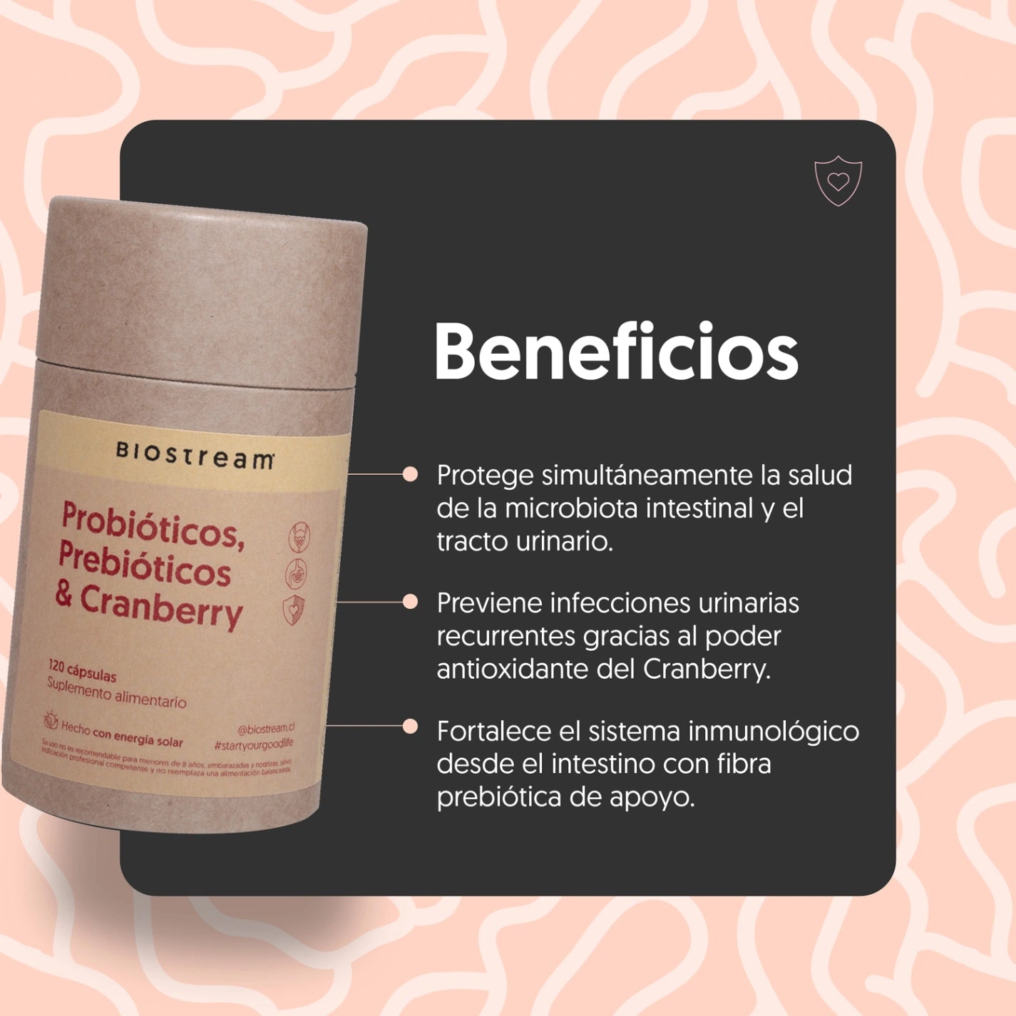 Probióticos, Prebióticos & Cranberry 120 Capsulas