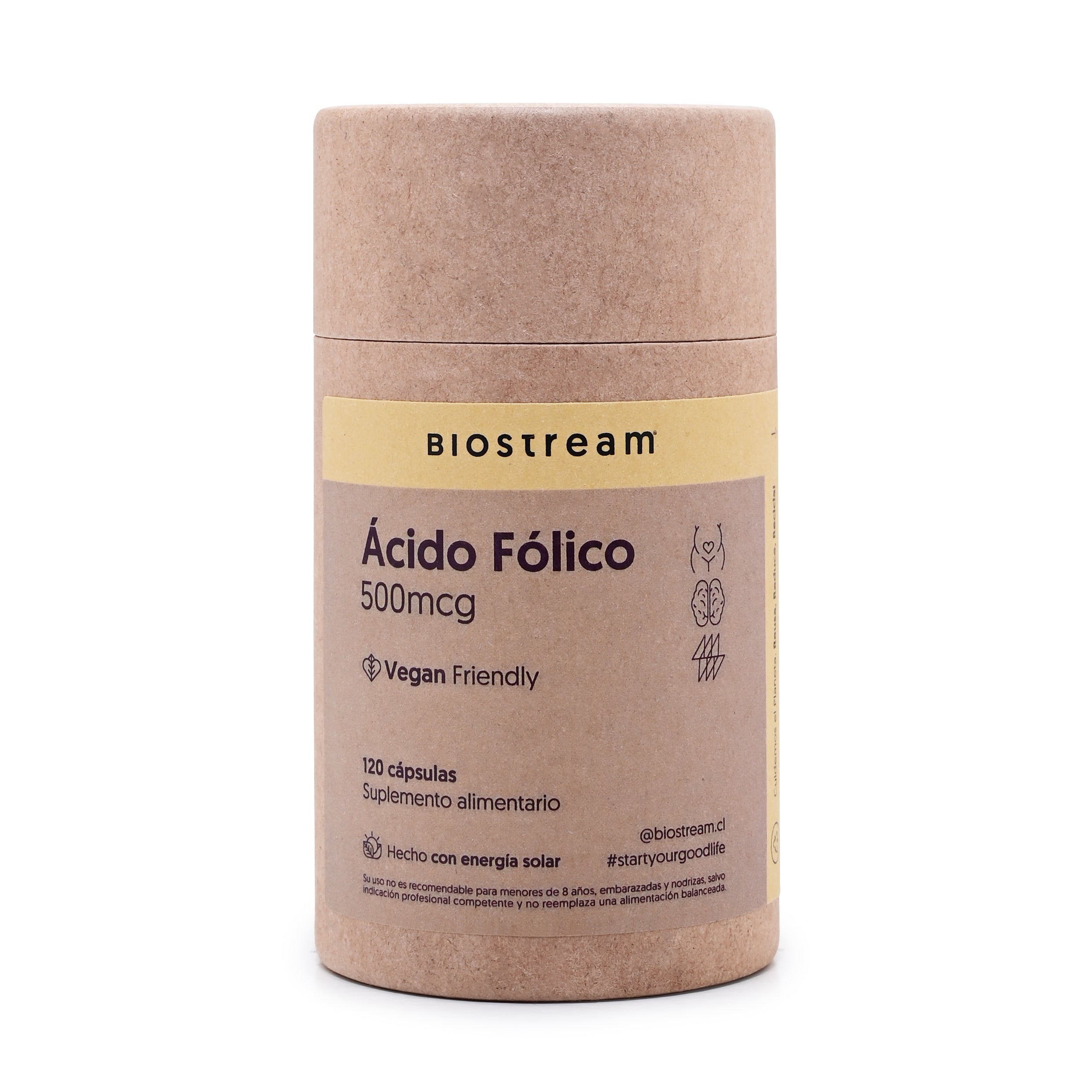 Ácido Fólico 500mcg 120 Cápsulas Vegano