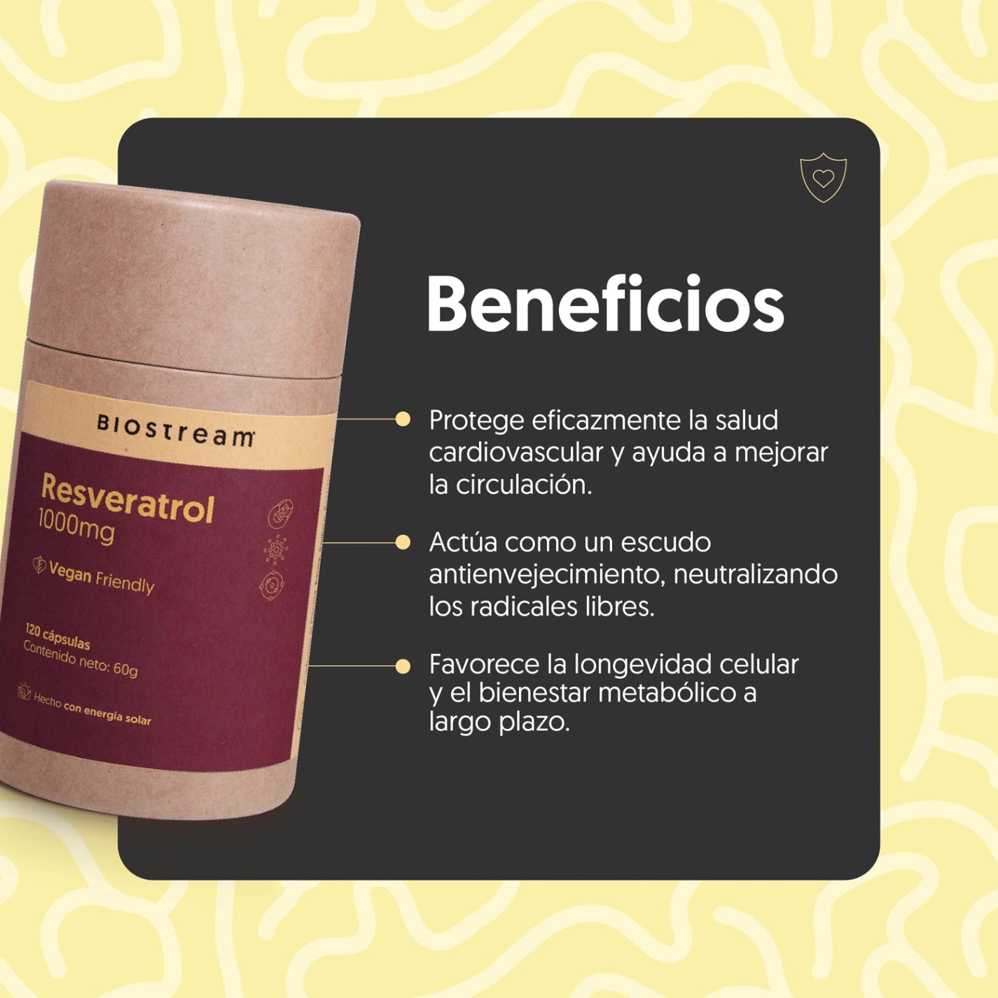 Resveratrol 1000mg 120 Cápsulas Vegano