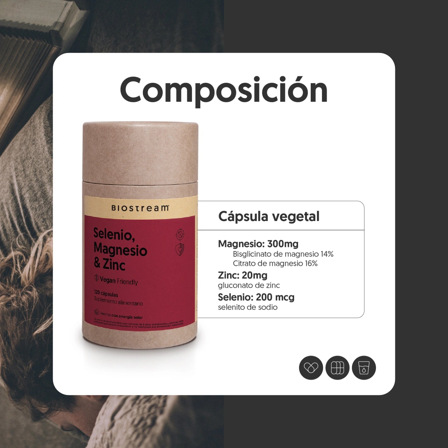 Selenio, Magnesio & Zinc 120 cápsulas Vegano
