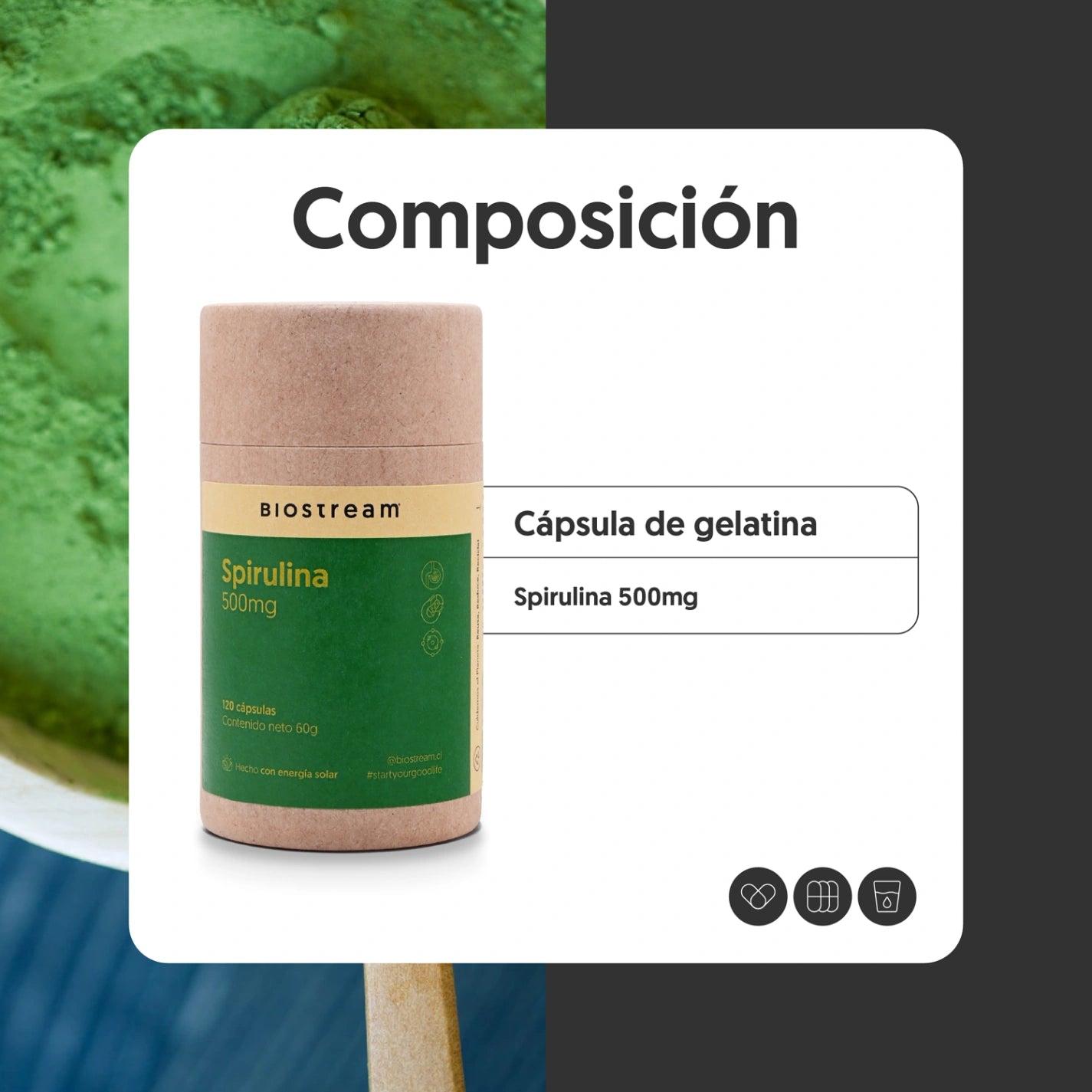 Spirulina 500mg 120 Cápsulas