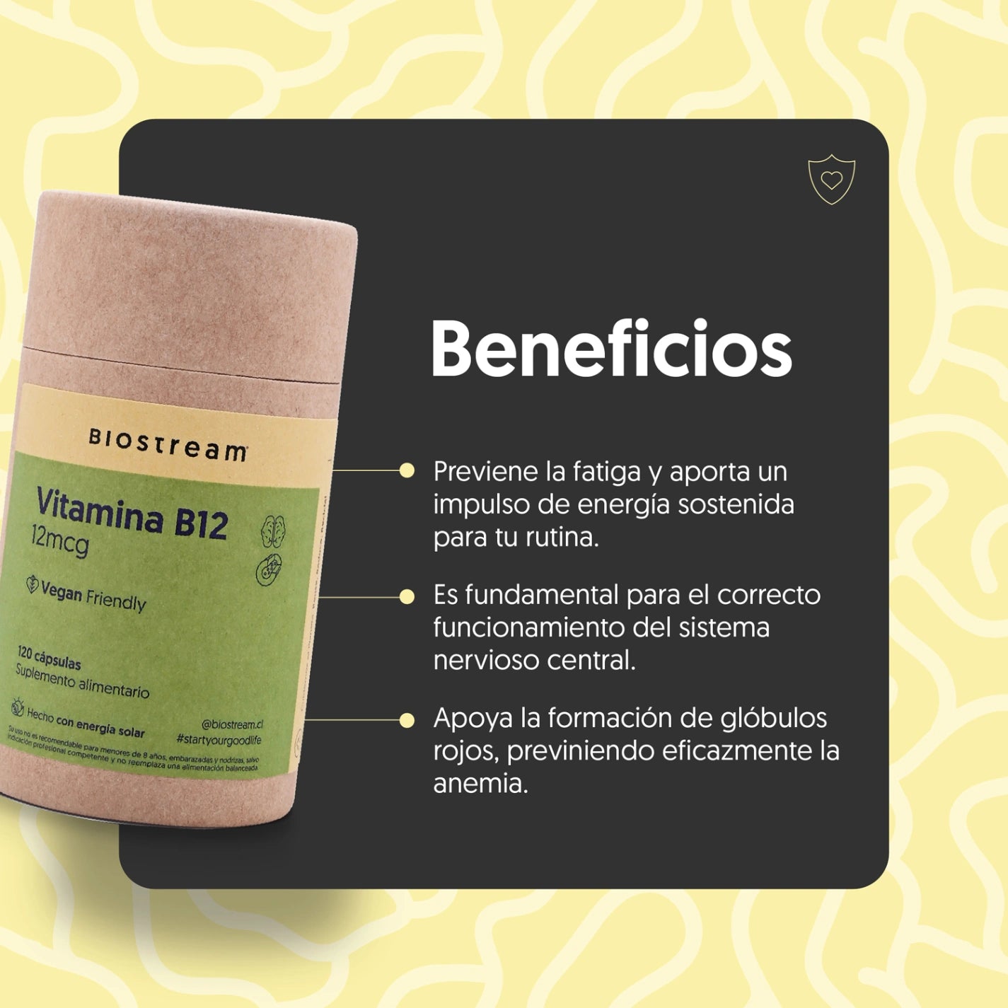 Vitamina B12 12mcg 120 Cápsulas Vegana