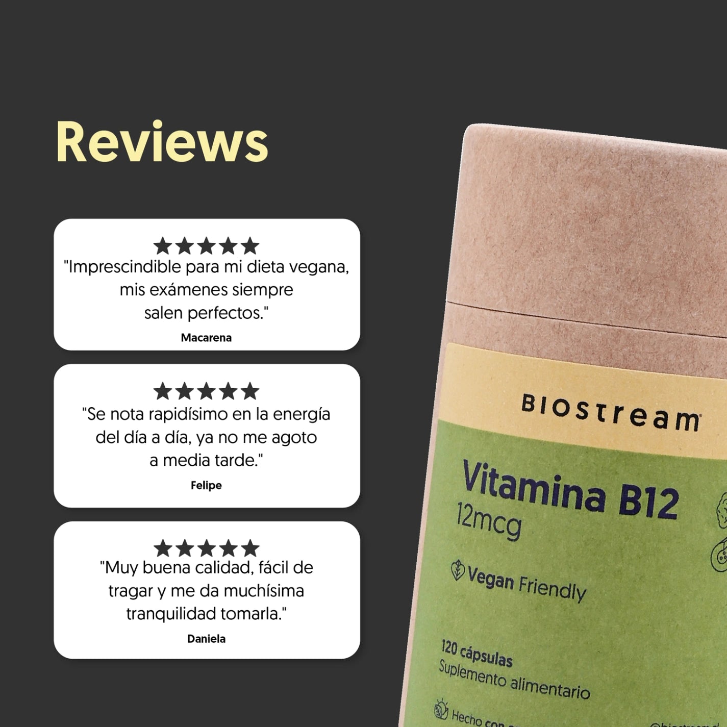 Vitamina B12 12mcg 120 Cápsulas Vegana