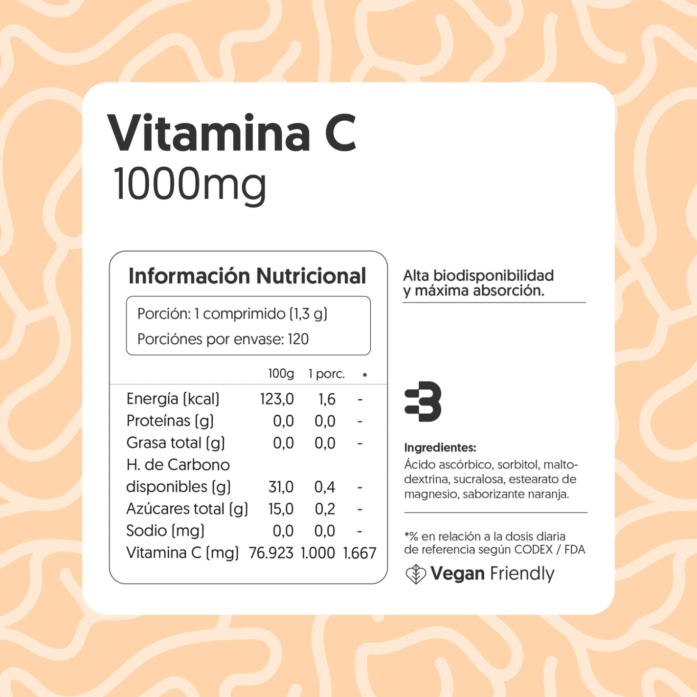Vitamina C 1000mg 120 Comprimidos Vegano
