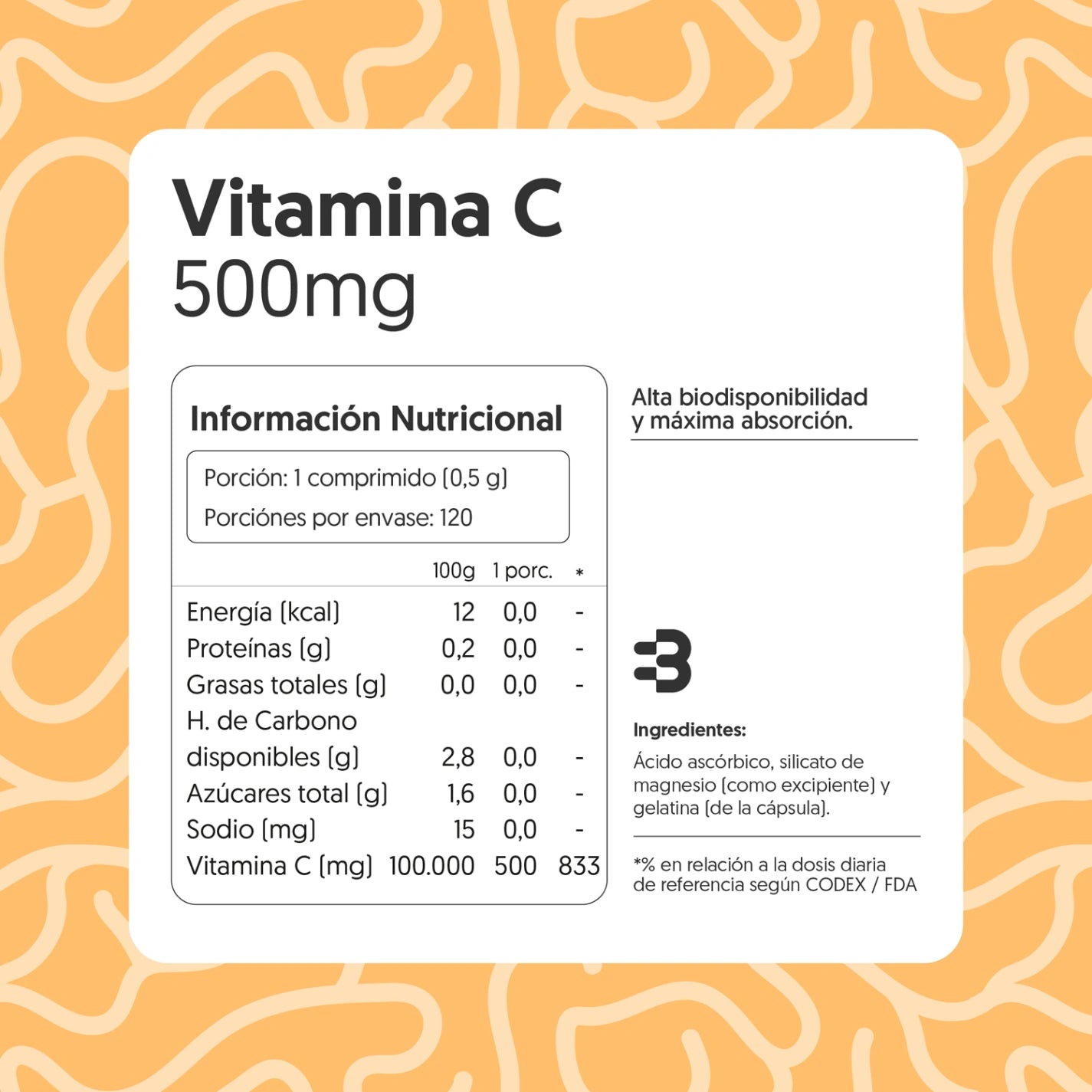 Vitamina C 500mg 120 Cápsulas