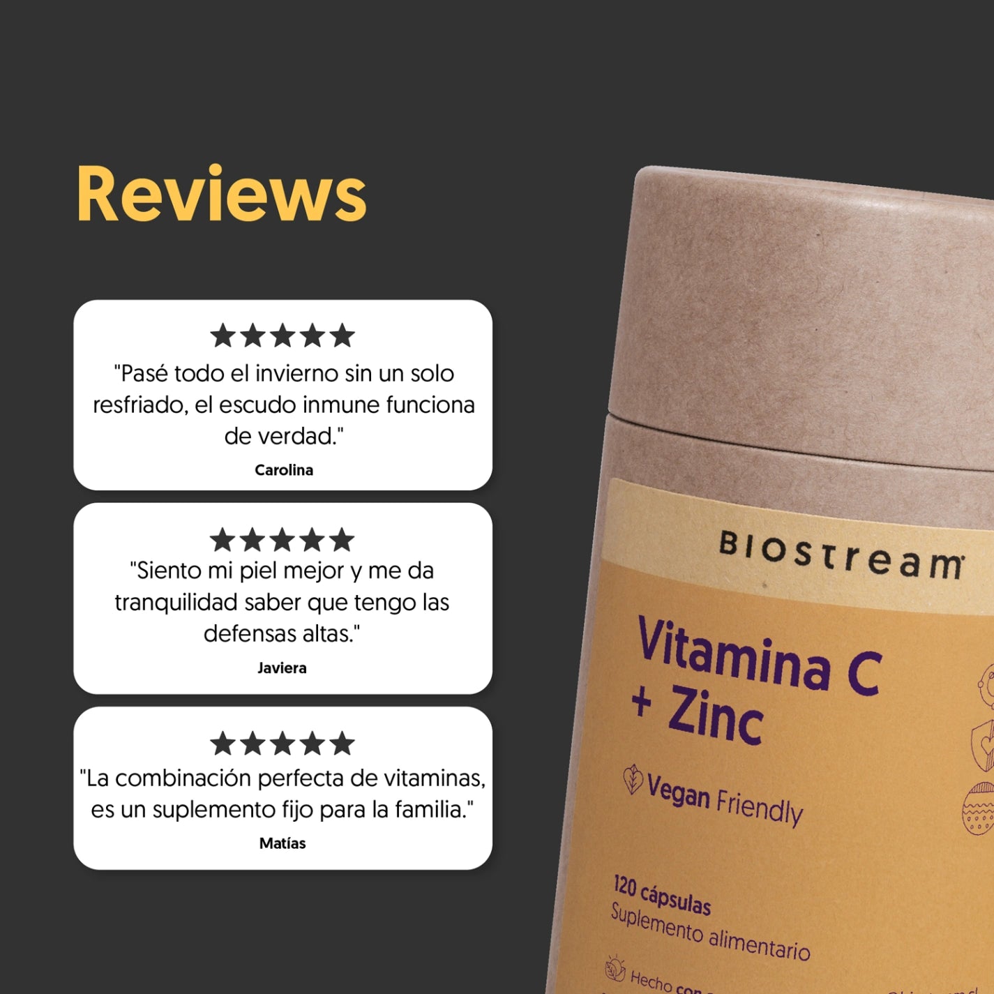Vitamina C + Zinc 120 Cápsulas vegetales