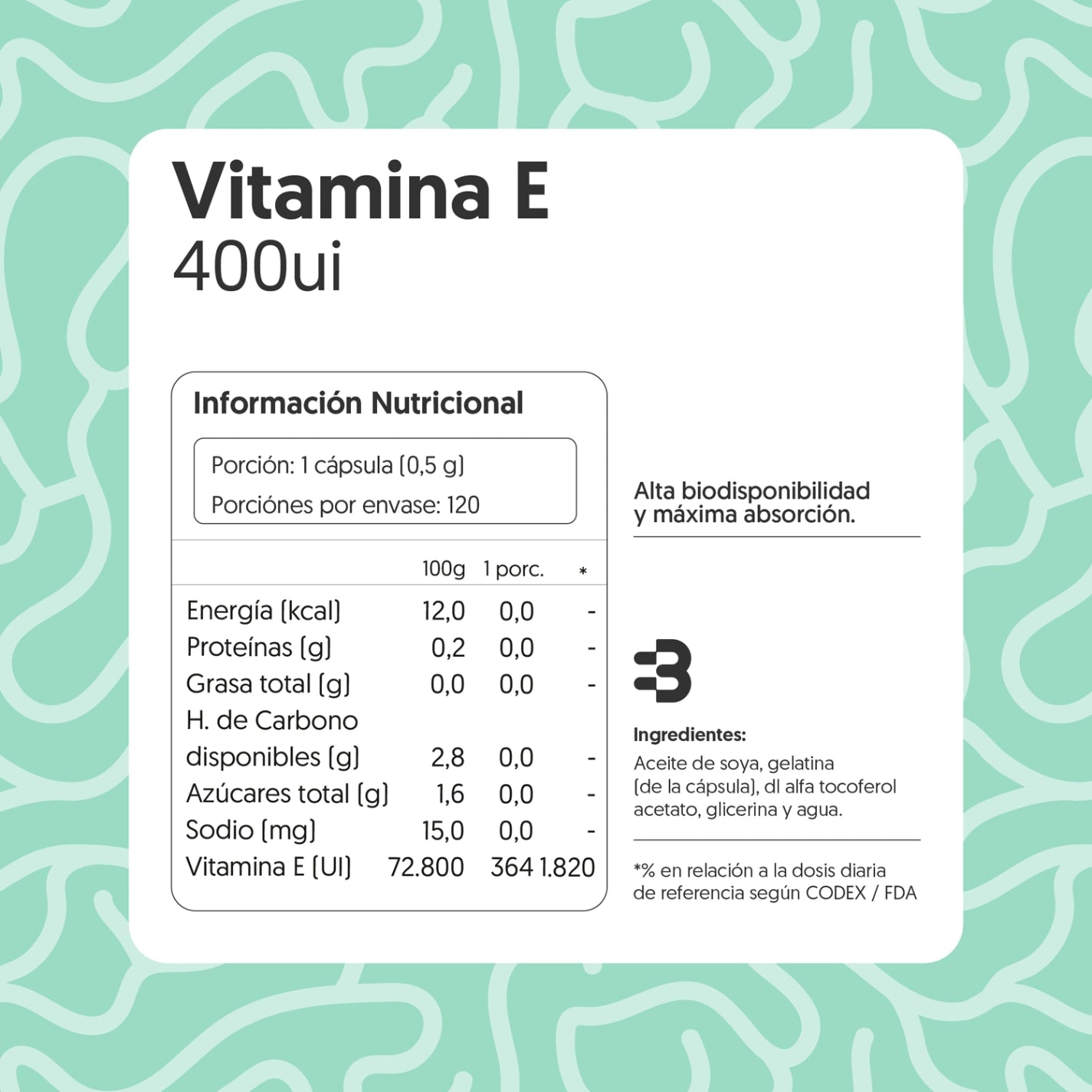 Vitamina E 400ui 120 Cápsulas