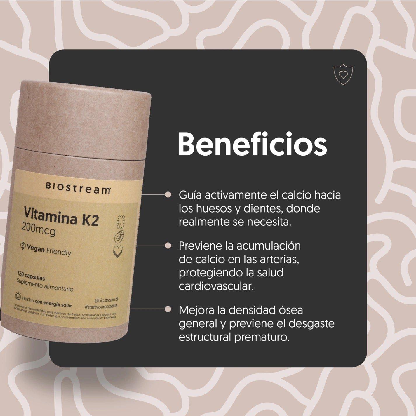 Vitamina K2 200mcg 120 Cápsulas Vegano