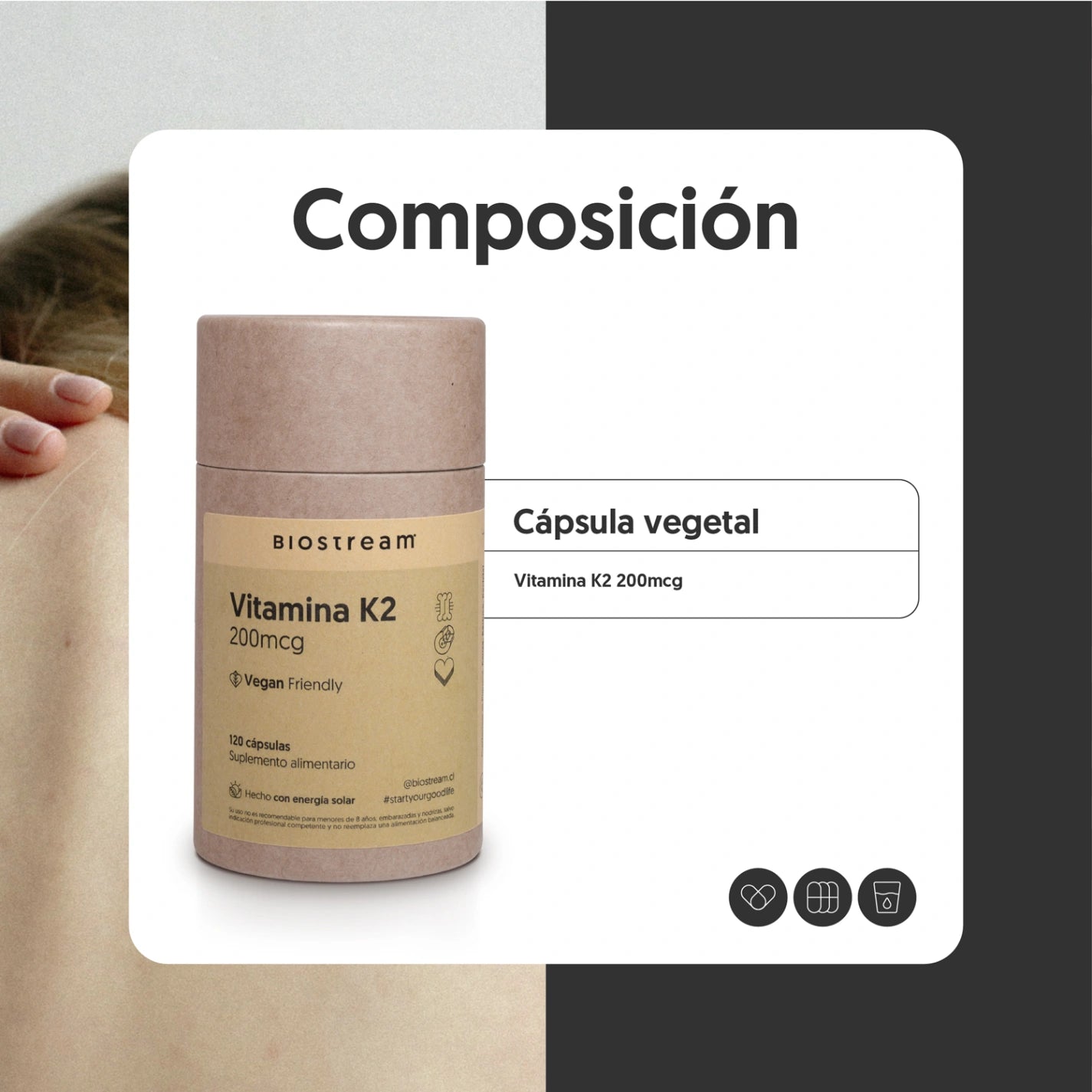 Vitamina K2 200mcg 120 Cápsulas Vegano